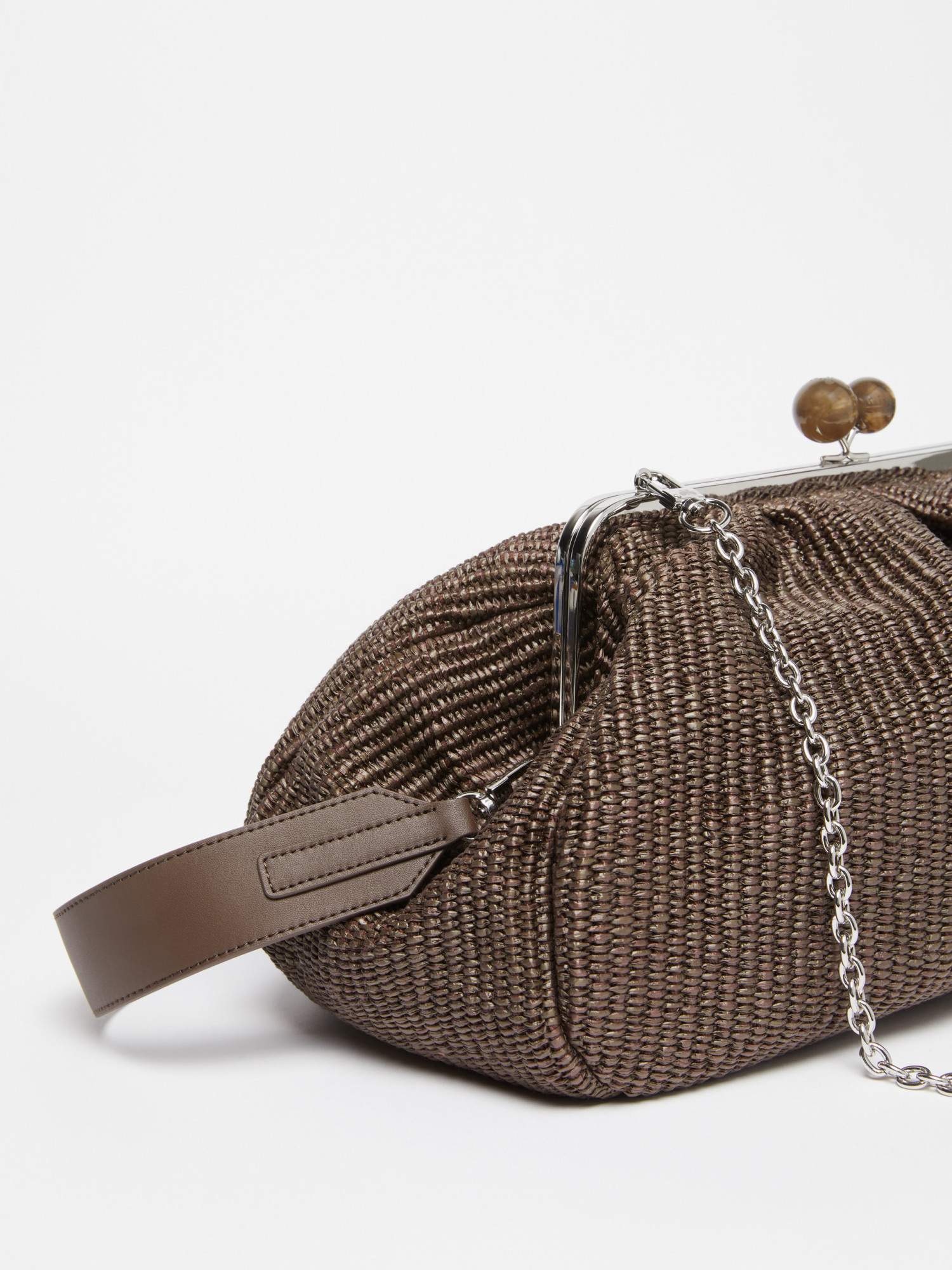 Weekend Max Mara Large Raffia-effect Pasticcino Bag In Dark Brown