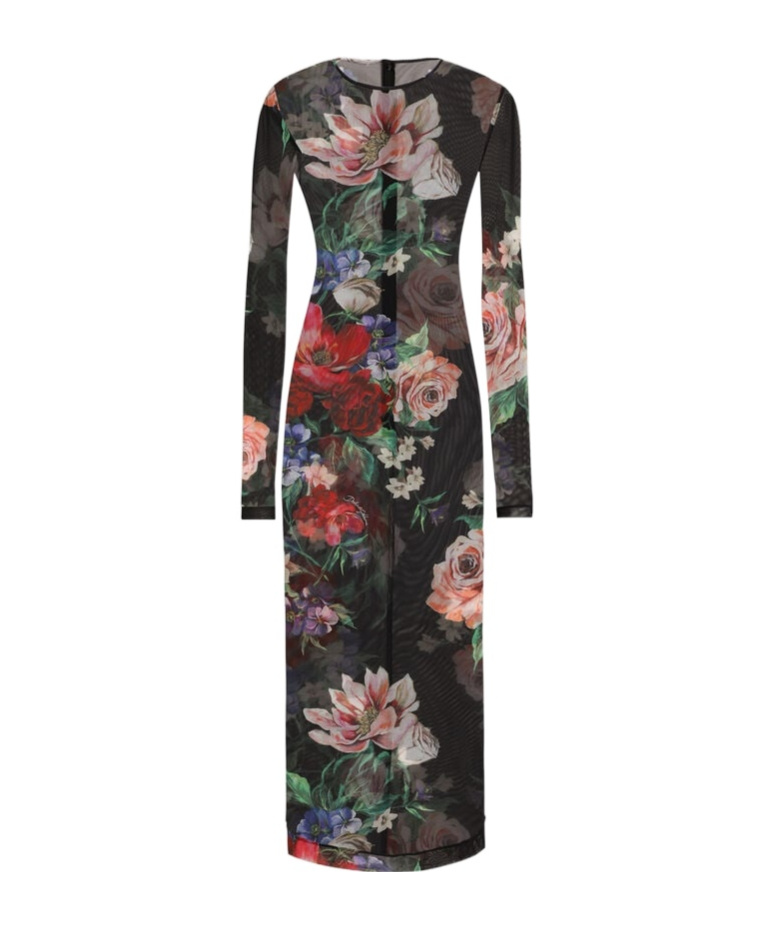 Dolce & Gabbana Floral-print Midi Dress In Black