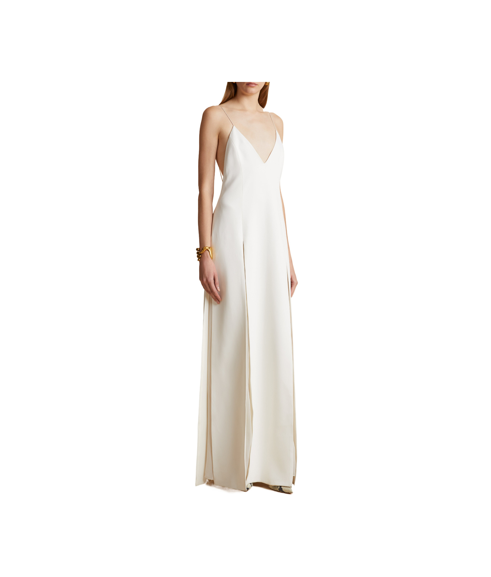 Khaite The Nonya V-neck Sleeveless Dress In White