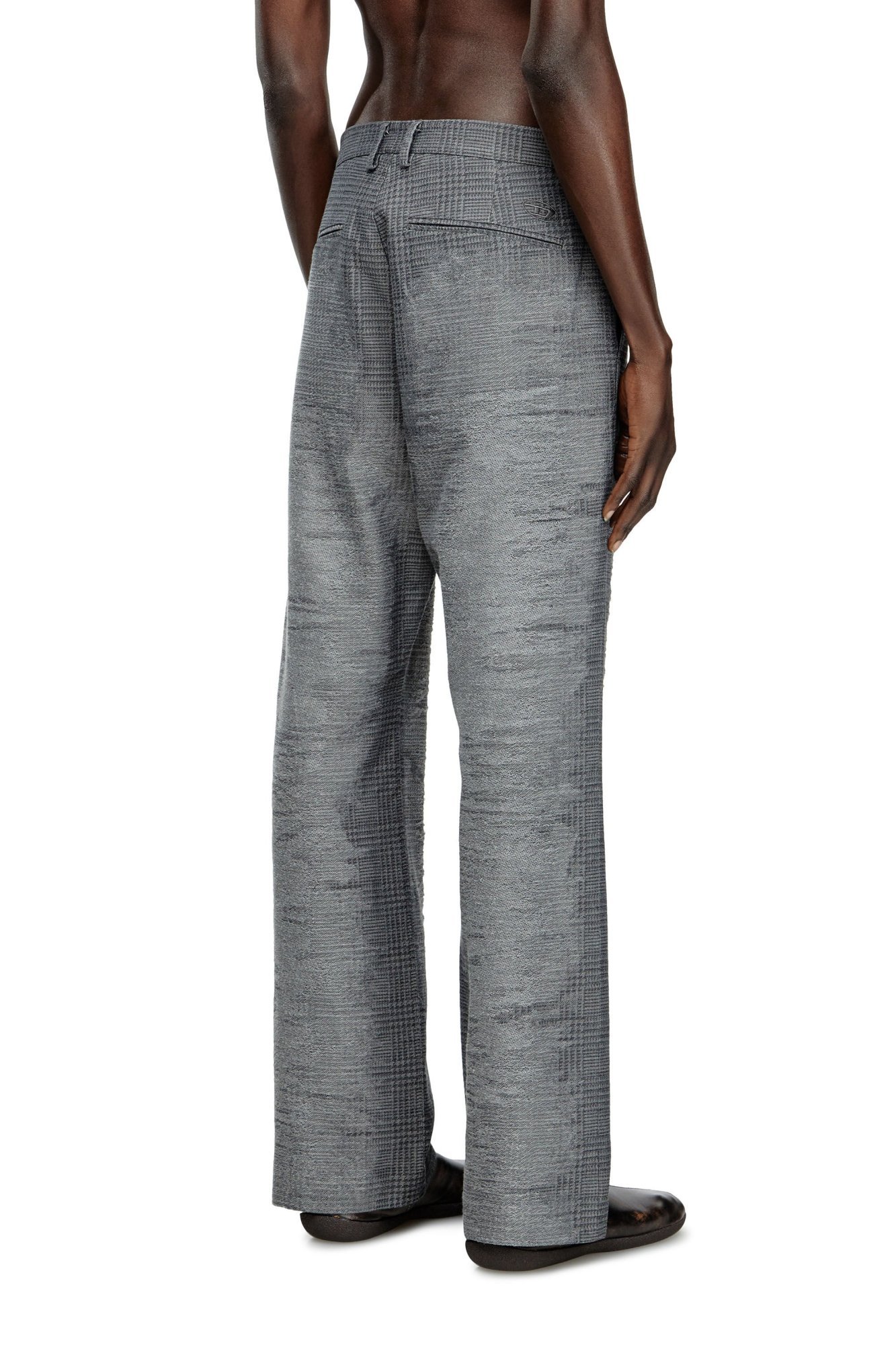 Diesel Plaid Casual Pants In Gray