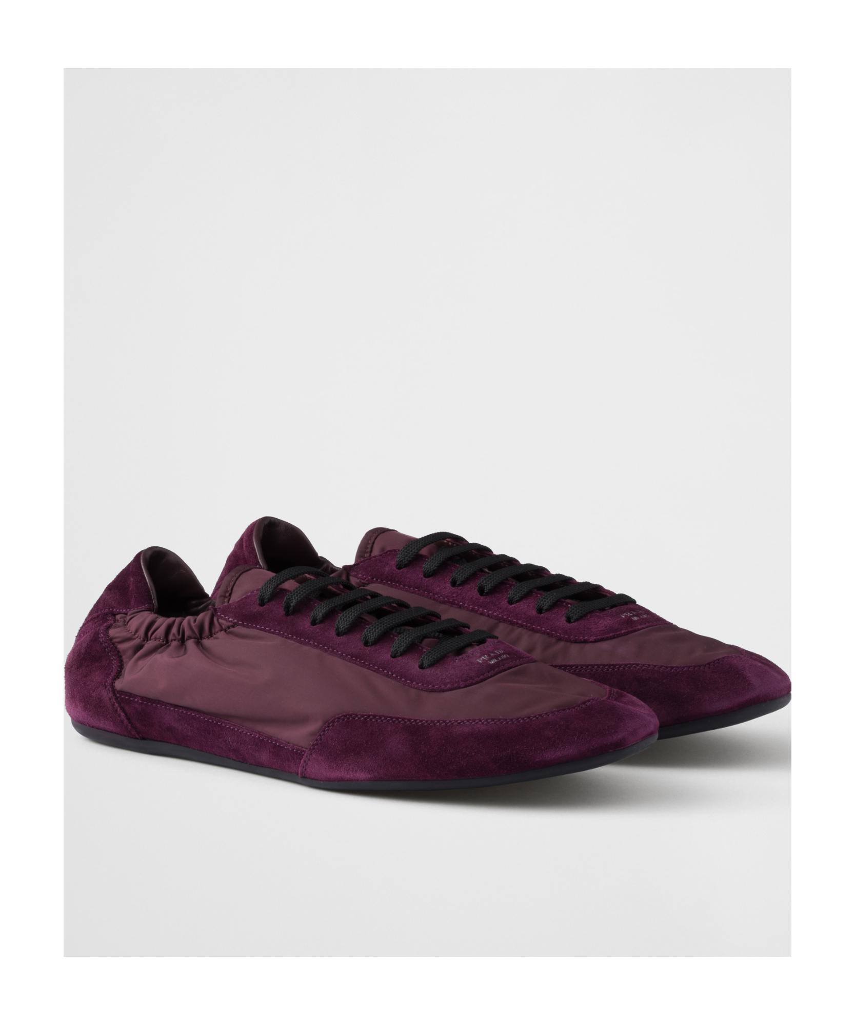 Prada Collapse Re-nylon And Suede Sneakers In Wine Red