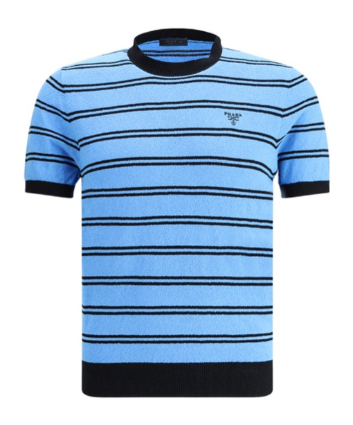 Prada T-shirt Aus Baumwolle Und Seide In Blue