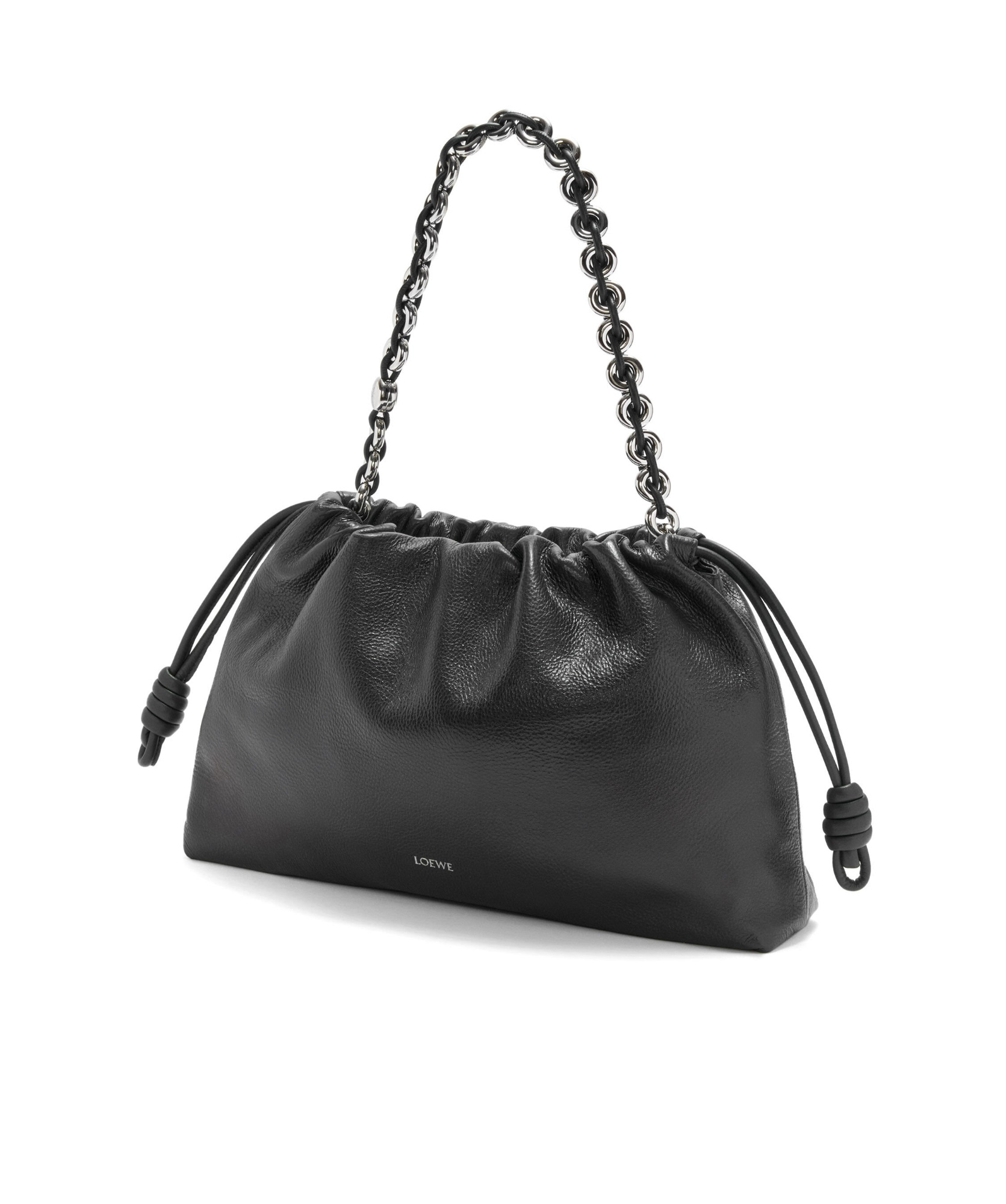 Shop Loewe Large Flamenco Purse In Deerskin In Black