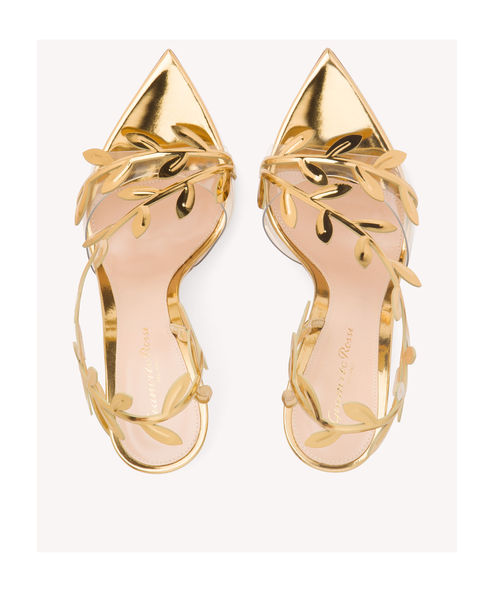 Gianvito Rossi Flavia Leaf Pointed Toe Asymmetric Slingback Sandal In Yellow