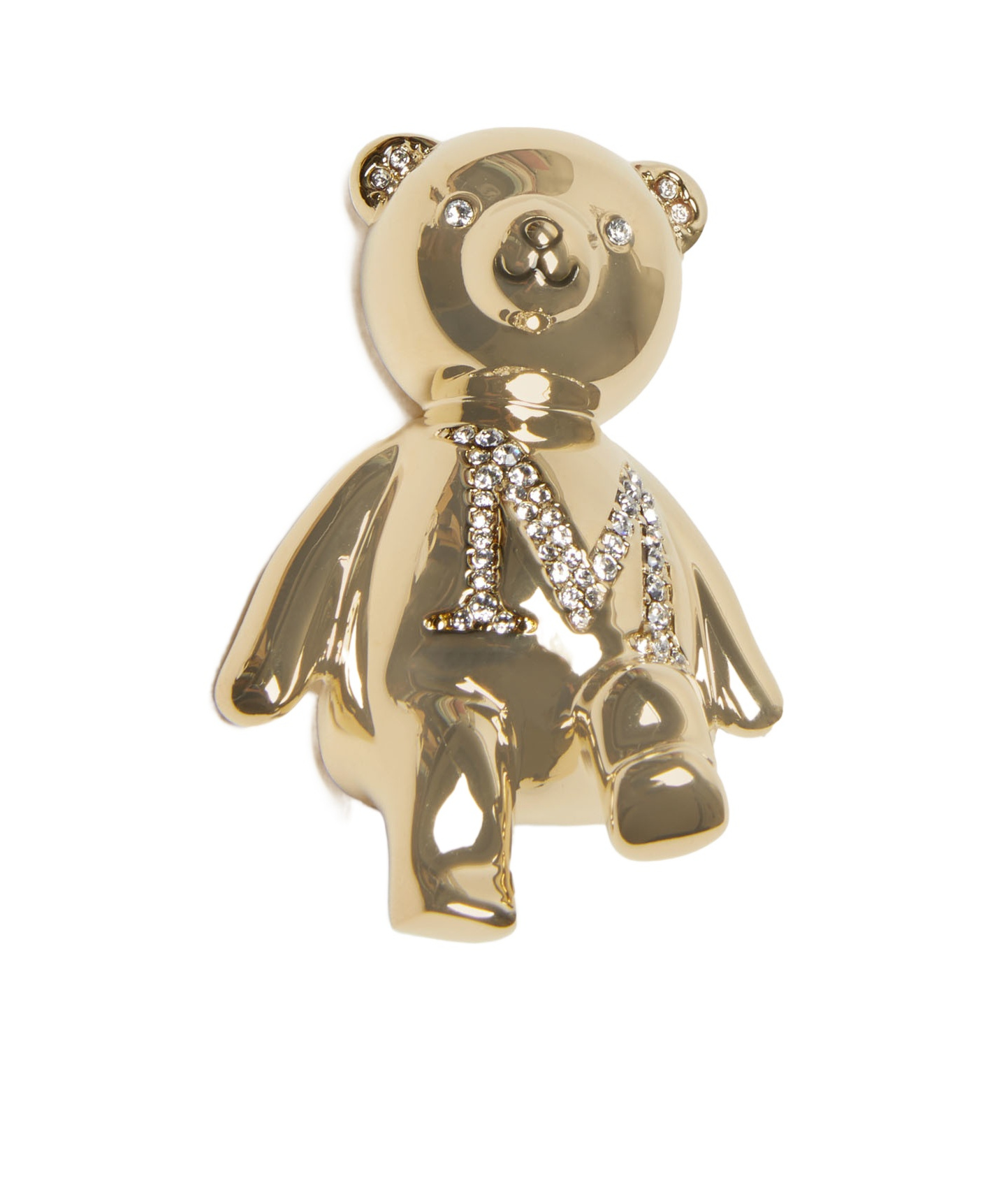 Max Mara Metal Teddy Bear Brooch In Yellow