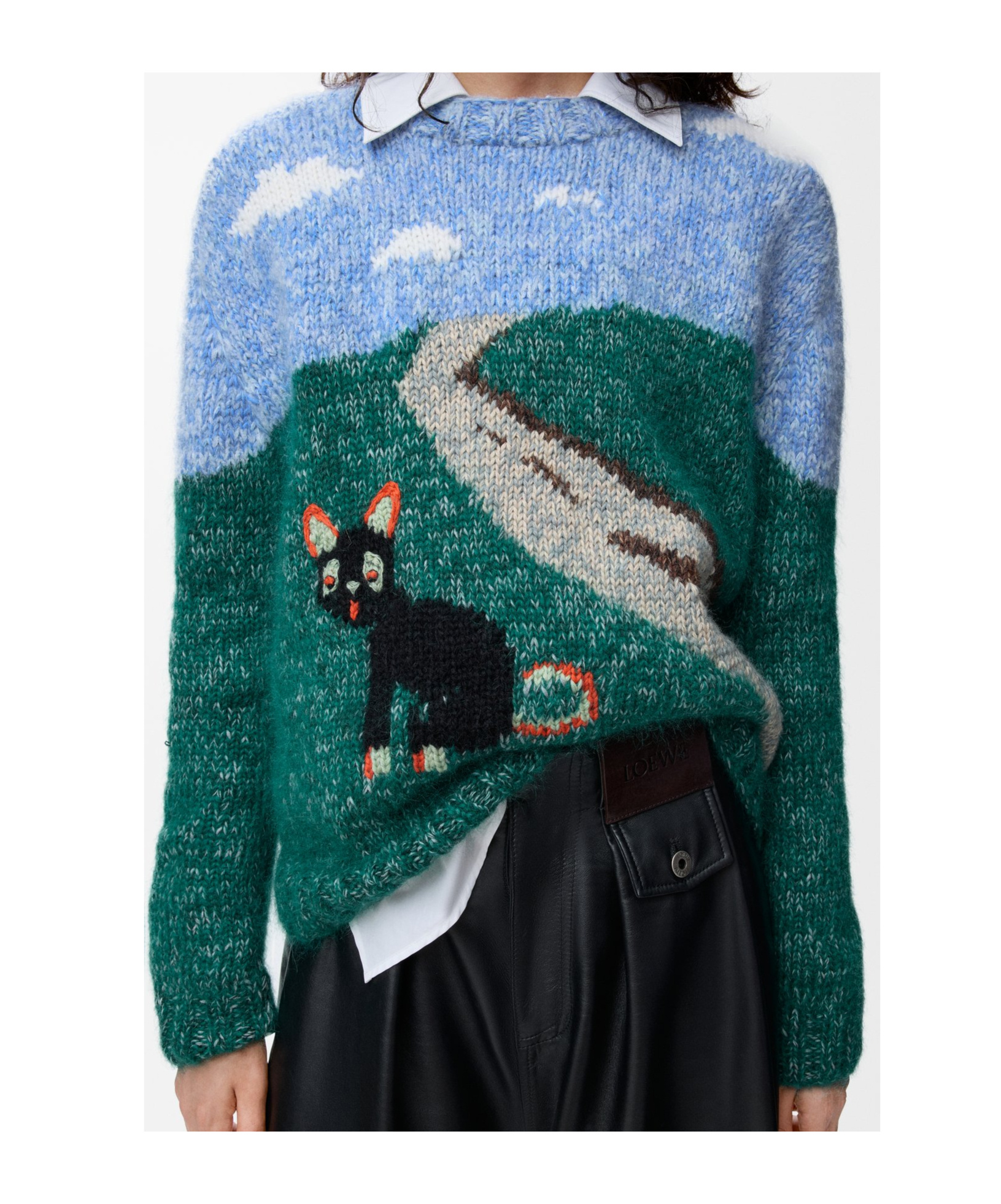 Loewe Sweater In Wool And Mohair In Blue