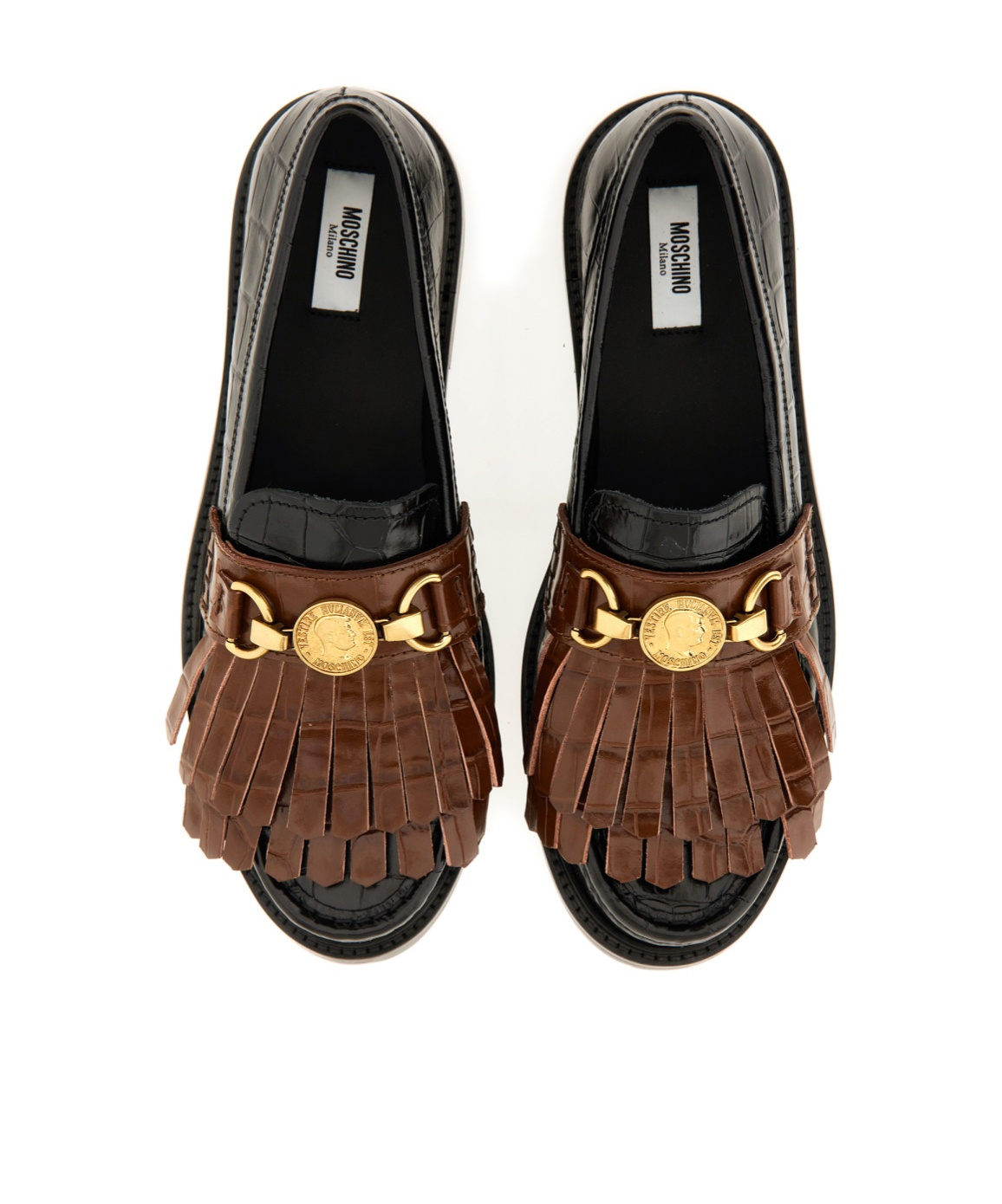 Moschino Crocodile-embossed Leather Moccasin In Black