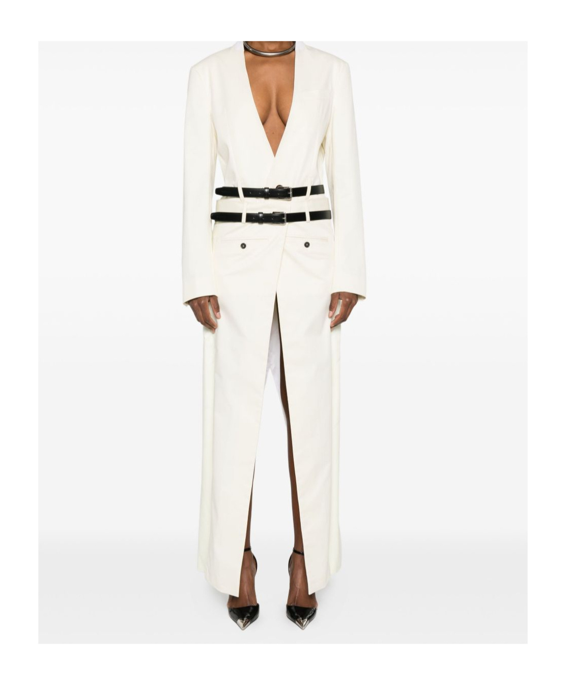 Dsquared2 Belted Double-breasted Coat In White