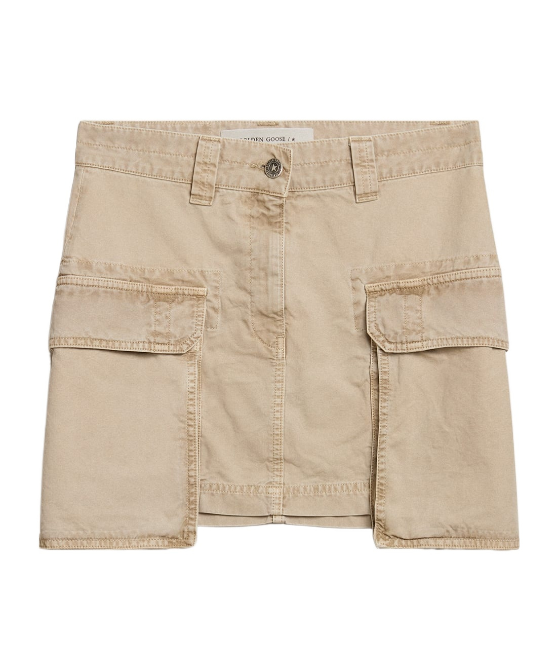 Golden Goose Worker Cotton Asymmetrical Mini Skirt In Nude