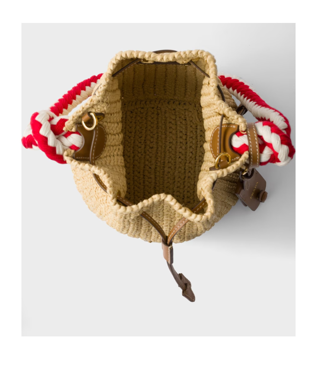 Prada Womens Neutral Crochet Mini Bucket Bag