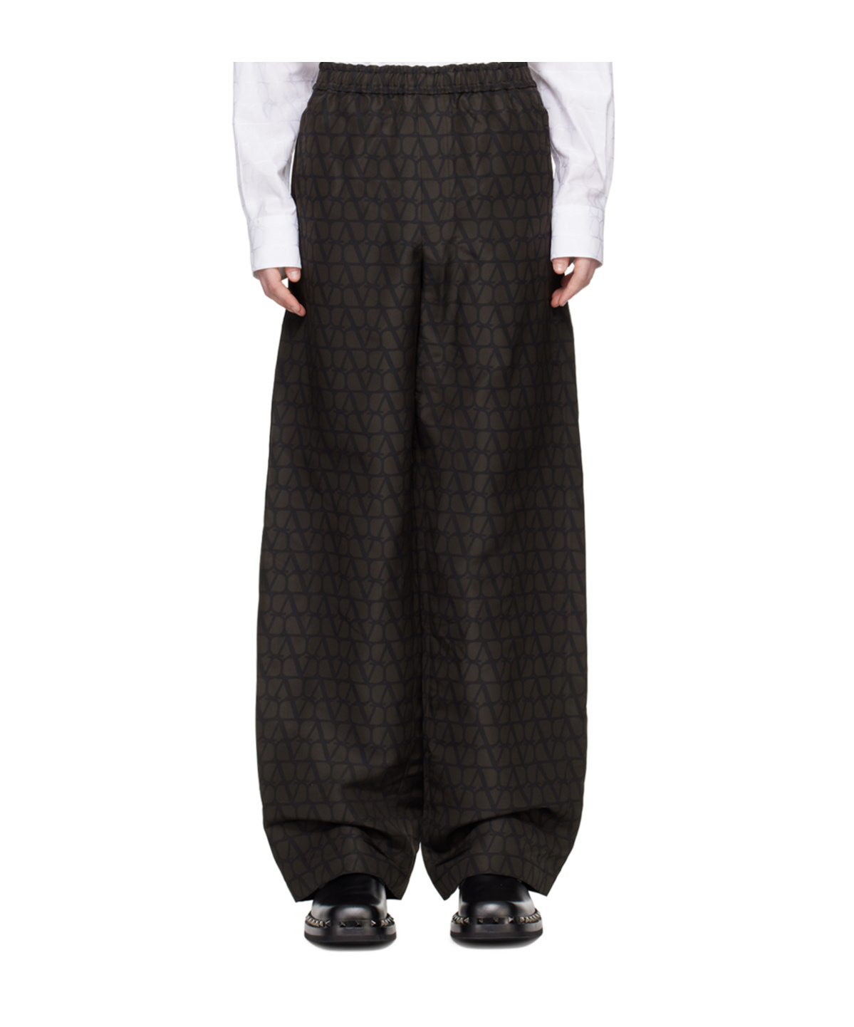 Valentino Elastic Waist Long Casual Pants In Black