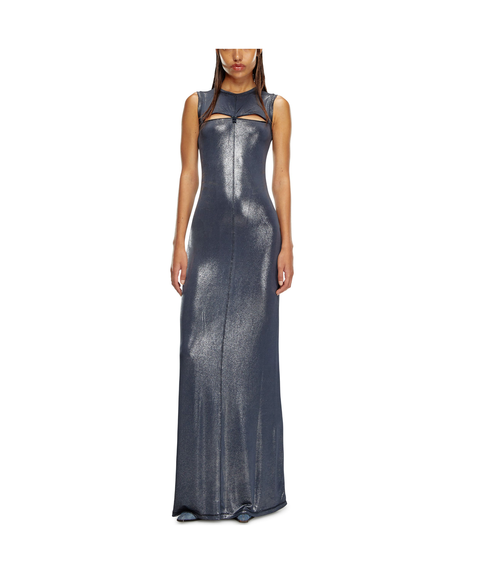 Diesel Stretch Jersey Dress With Metallized Effect In Black