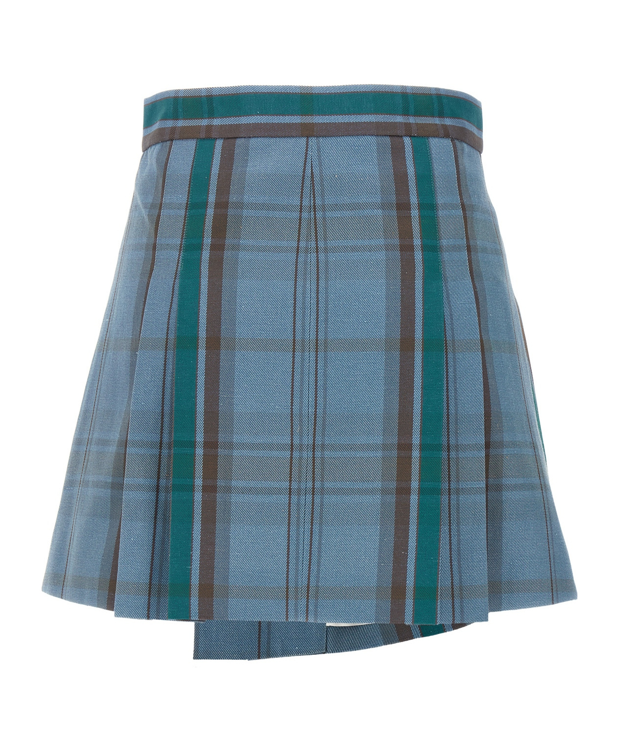 Vivienne Westwood High-waisted Plaid Pleated Skirt With Asymmetric Hem In Blue