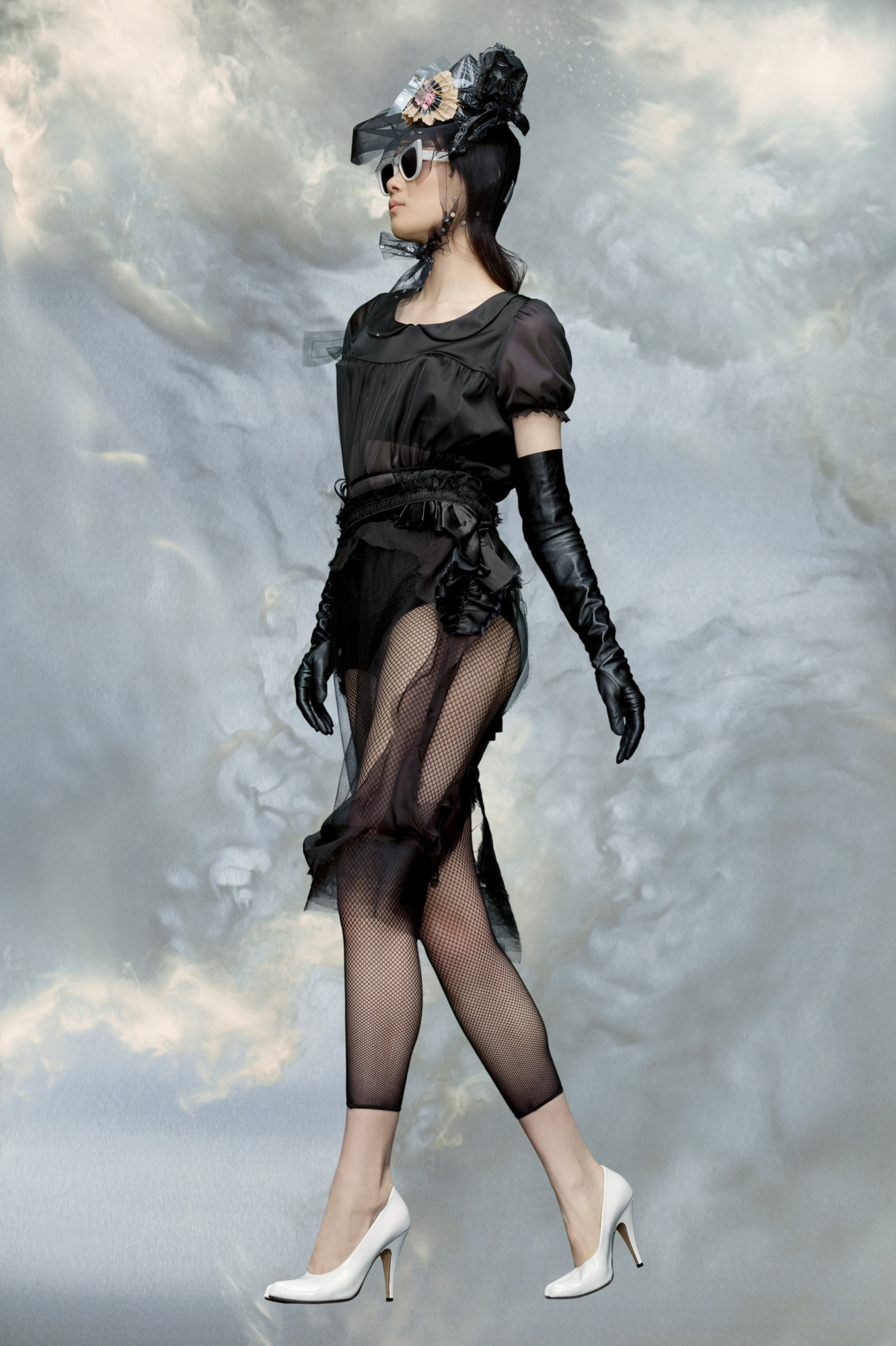 Maison Margiela Four-stitch Short-sleeved Ruched Bodysuit In Black