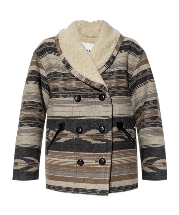Shop Isabel Marant Étoile Dorcas Patterned Jacquard Coat In Nude