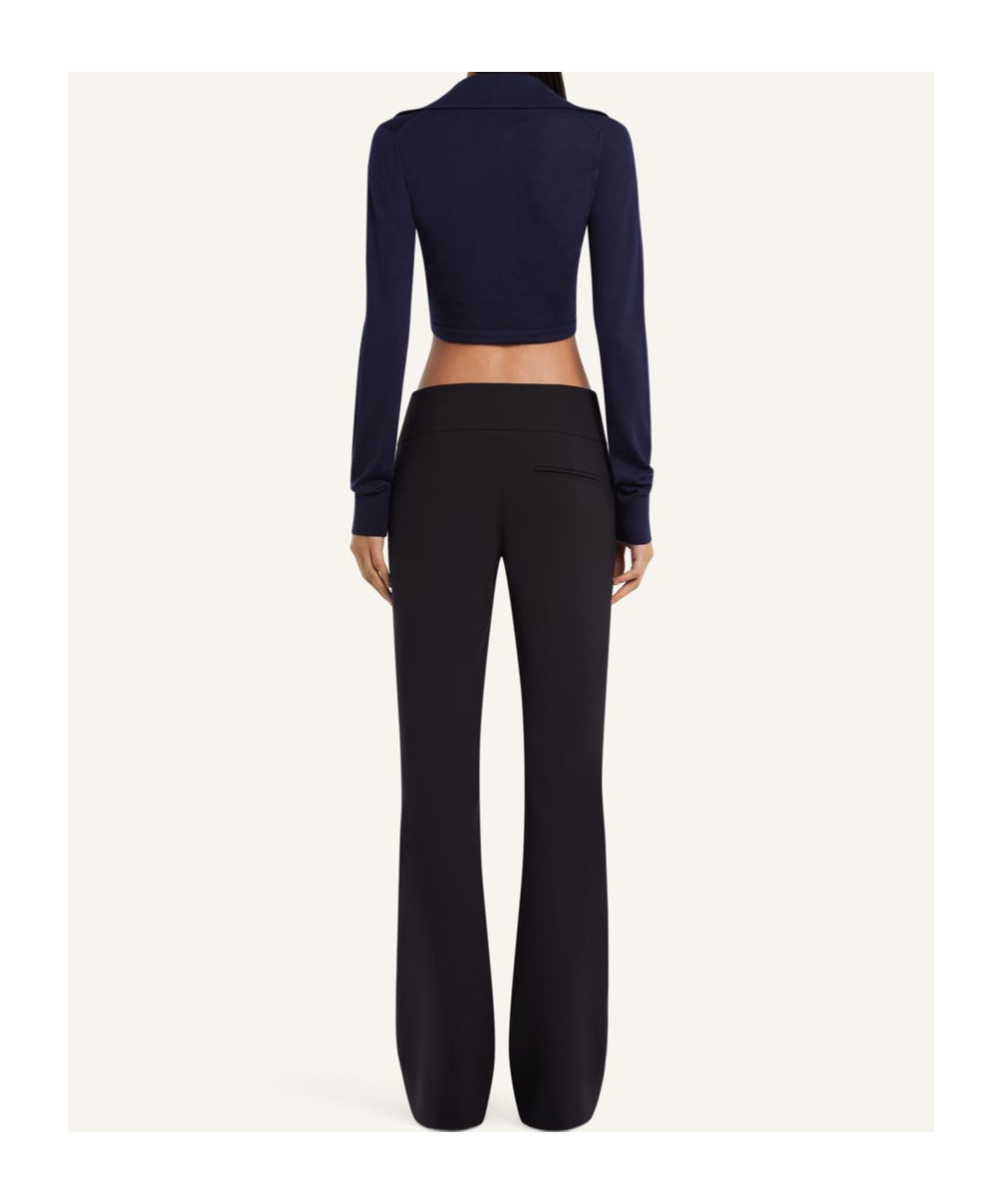 Courrèges Wool Crop Polo Shirt In Black