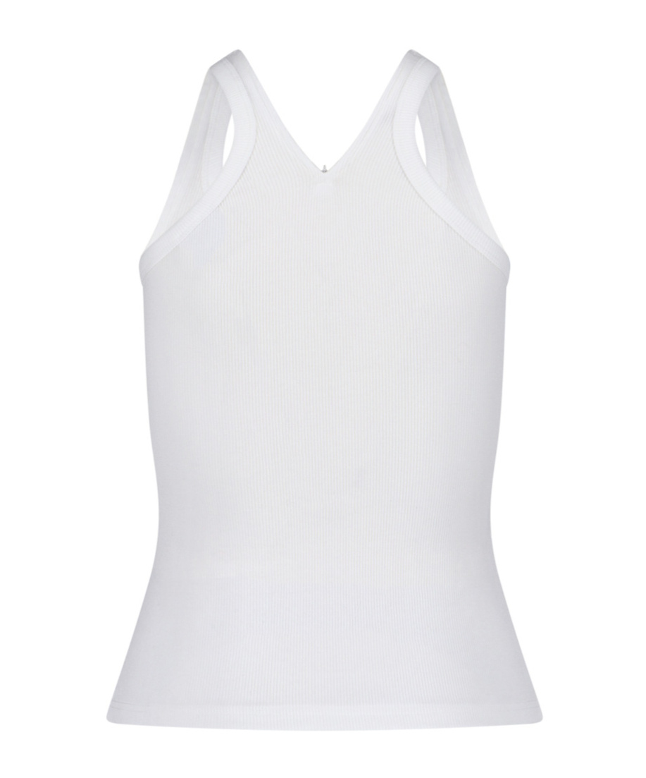 Courrèges Ribbed Tank Top With Zipper On The Neckline In White