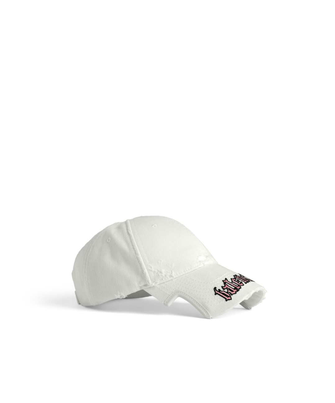 Balenciaga Distressed Logo-embrodiered Baseball Cap In White