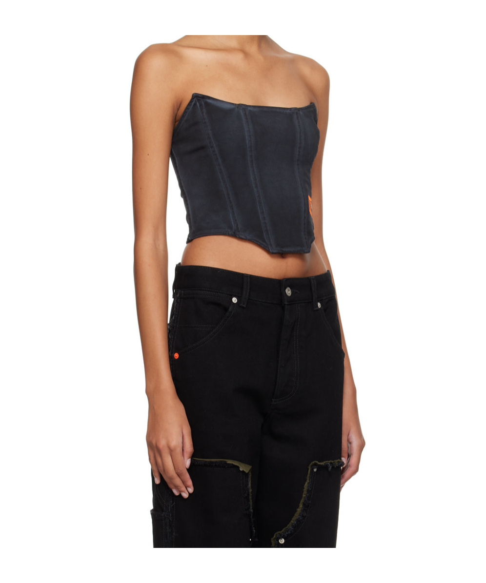 Heron Preston Logo-patch Strapless Corset Top In Black