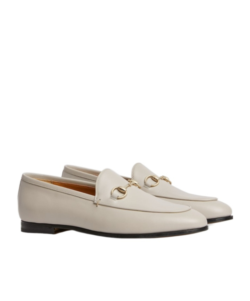 Gucci Off-white Leather Horsebit Loafers In White