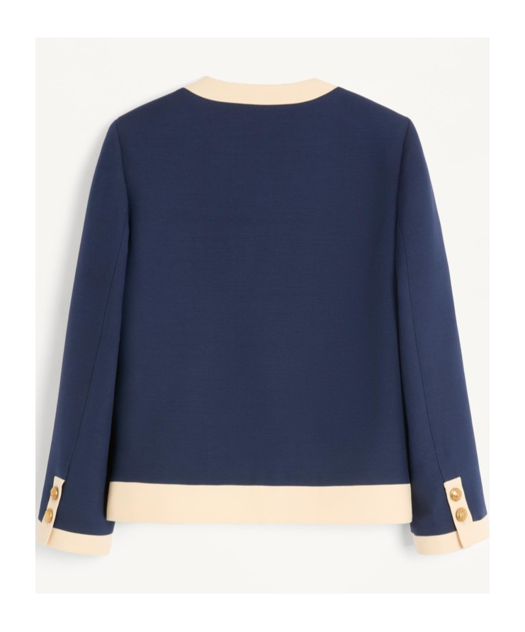 Valentino V-neck Wool Blend Blazer With Front Pocket