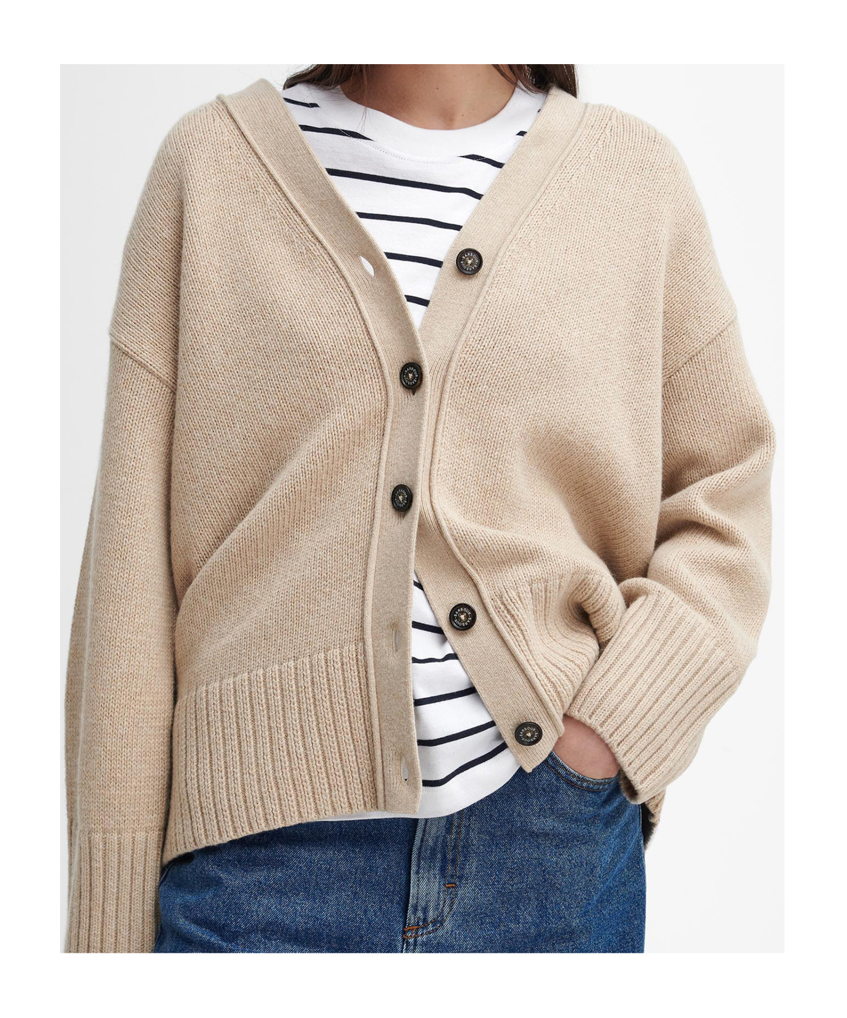BARBOUR BARBOUR V-NECK BUTTON-UP CARDIGAN