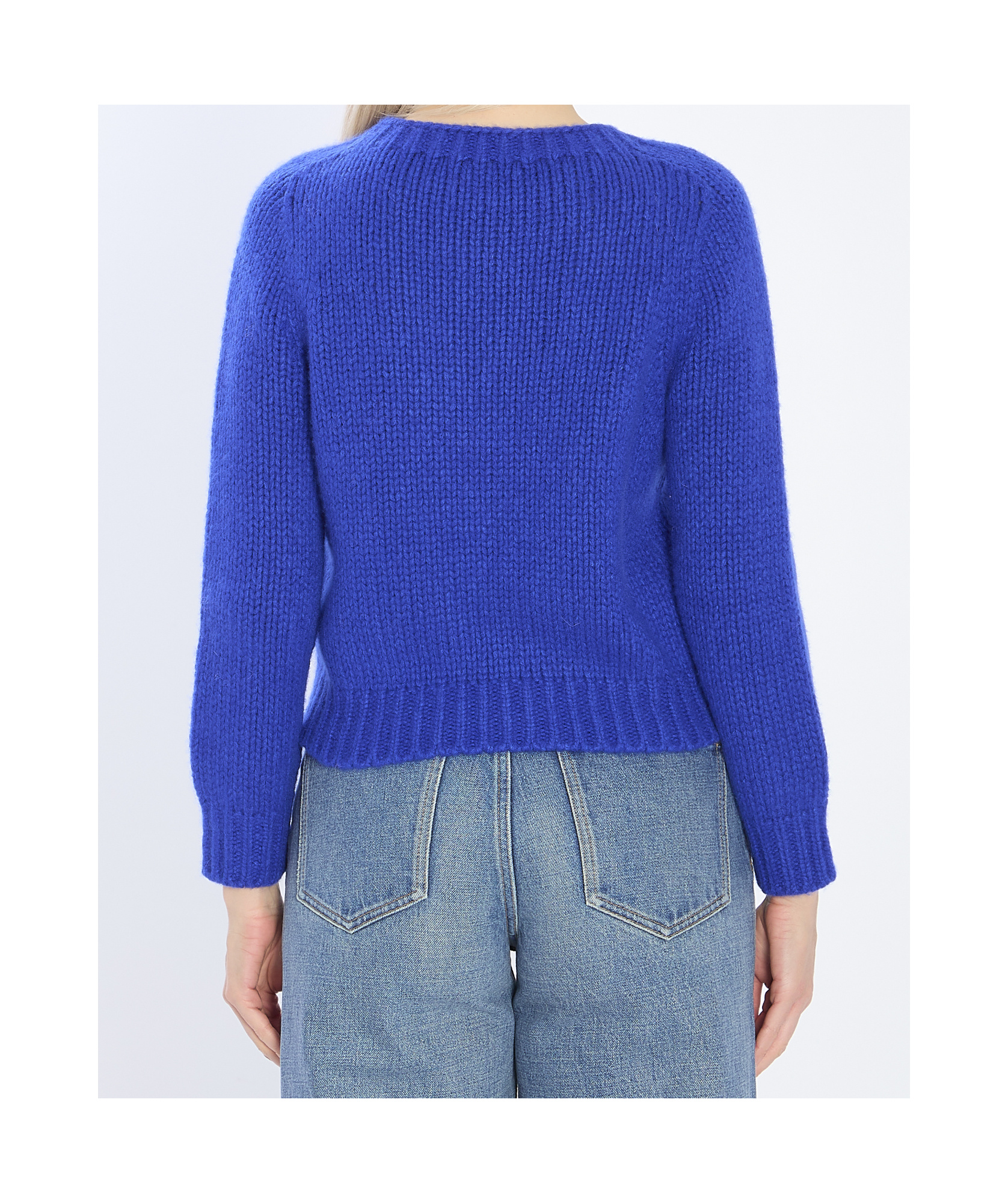 Celine Women Triomphe Crewneck Sweater In Blue