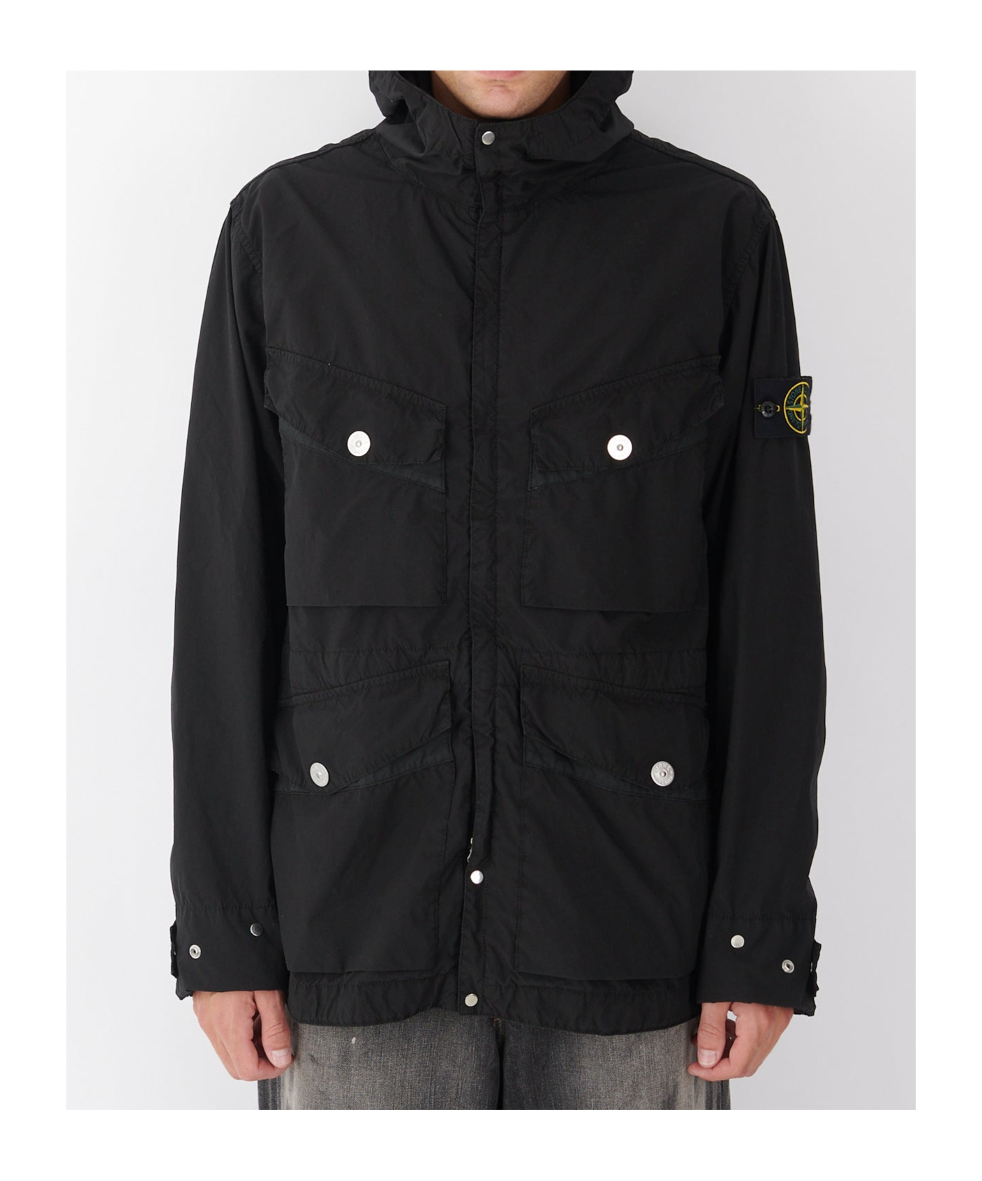 Stone Island Light Compact Touch Poly-tc Jacket Black In Black