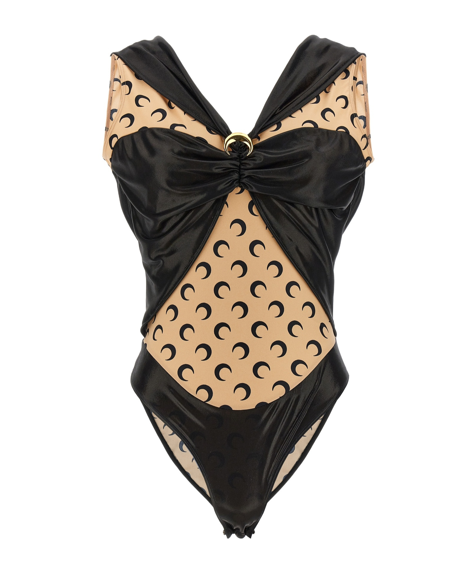 Marine Serre Draped Viscose Bodysuit In Black