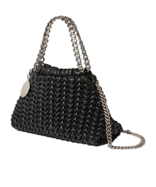 Stella Mccartney Falabella Popcorn Drawstring Crossbody Bag In Black