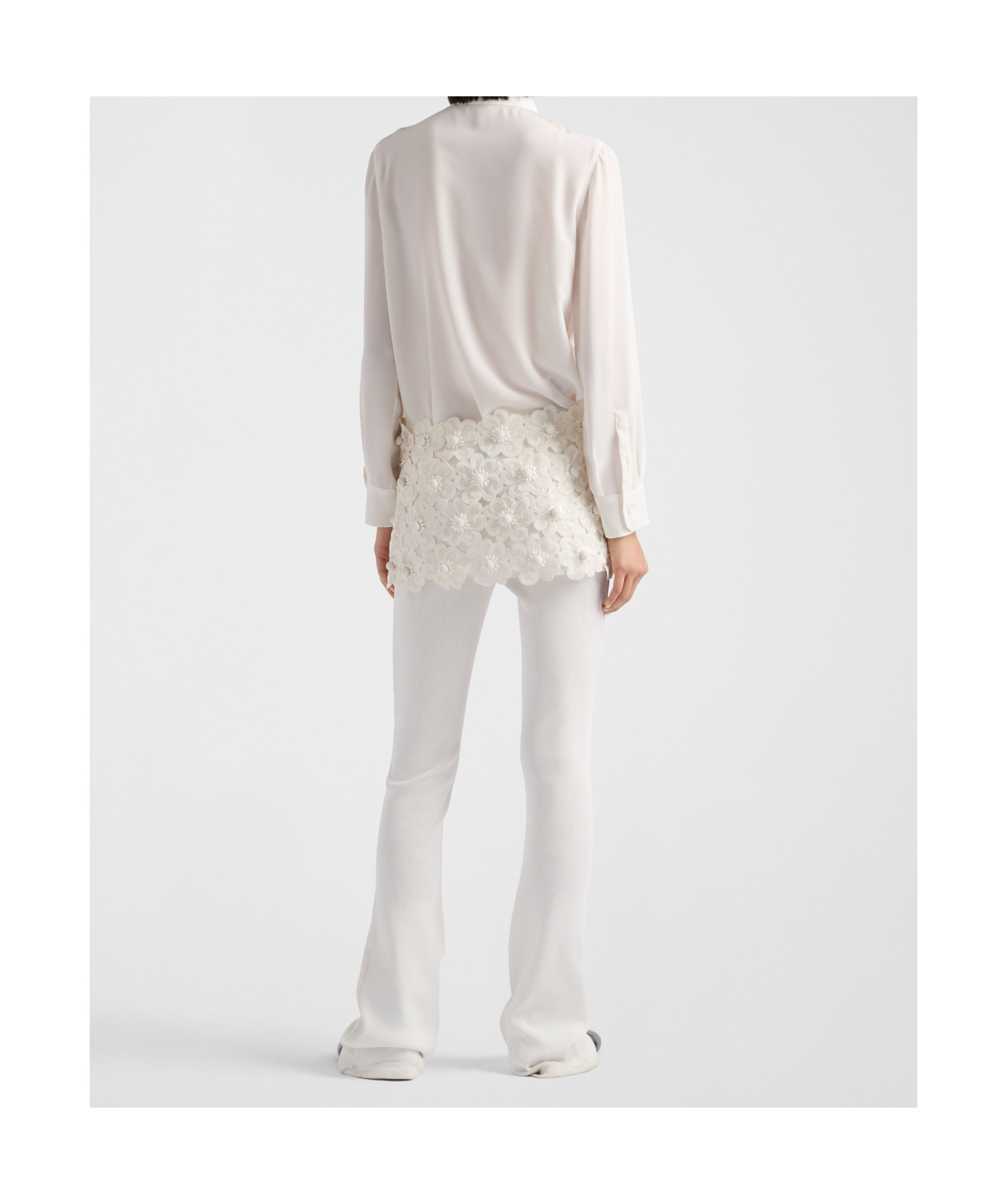 Prada Crepe Chine Shirt In Nude