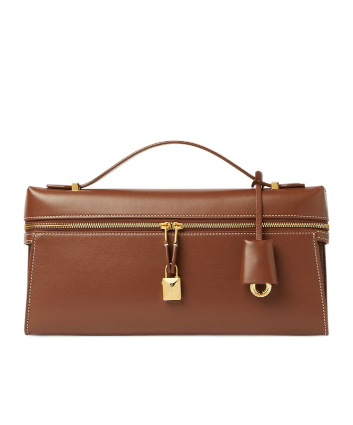 Loro Piana Extra Clutch L29 In Burnt Tan/sun Gold