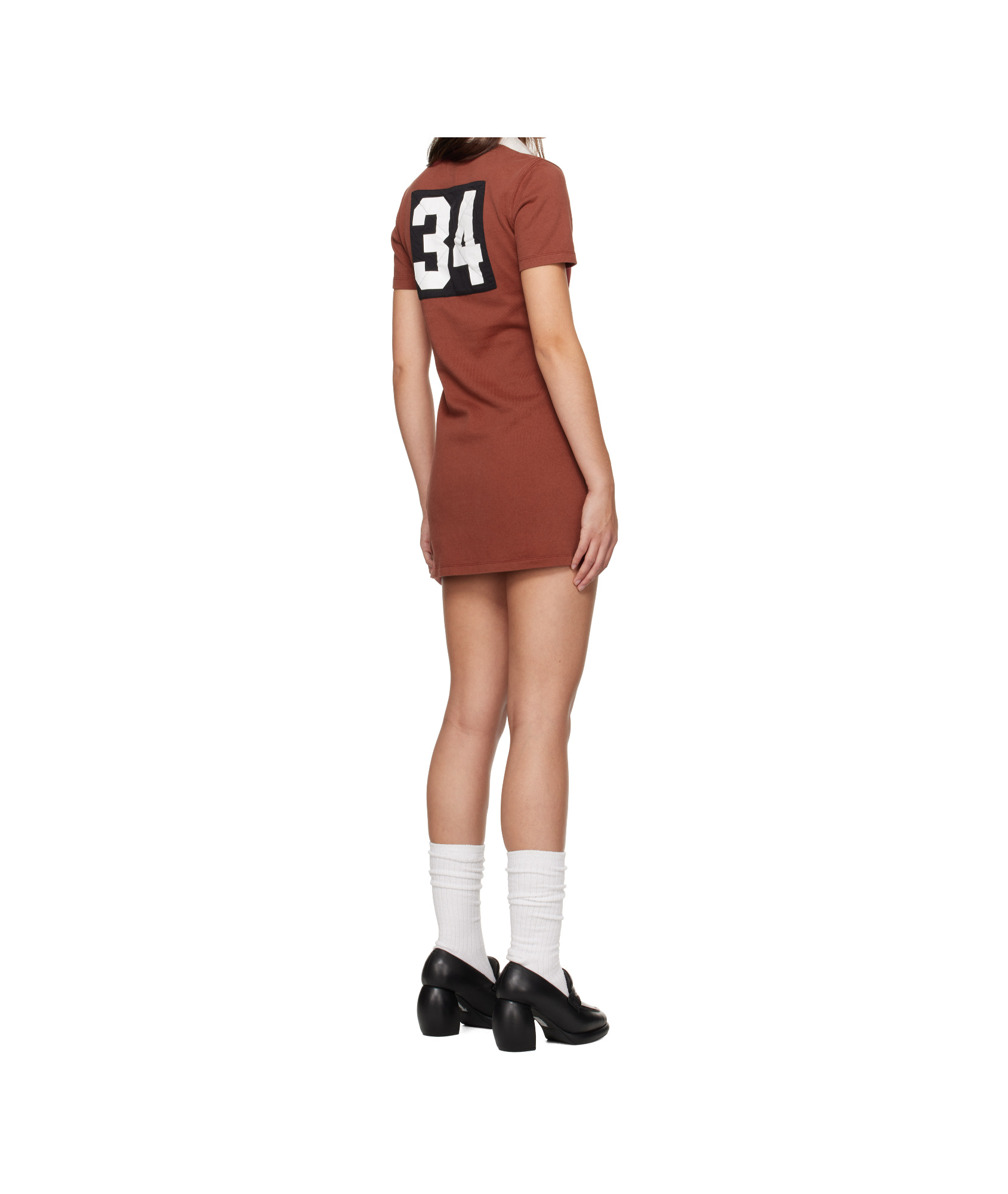 Ambush Logo-embroidered Polo Dress In Brown