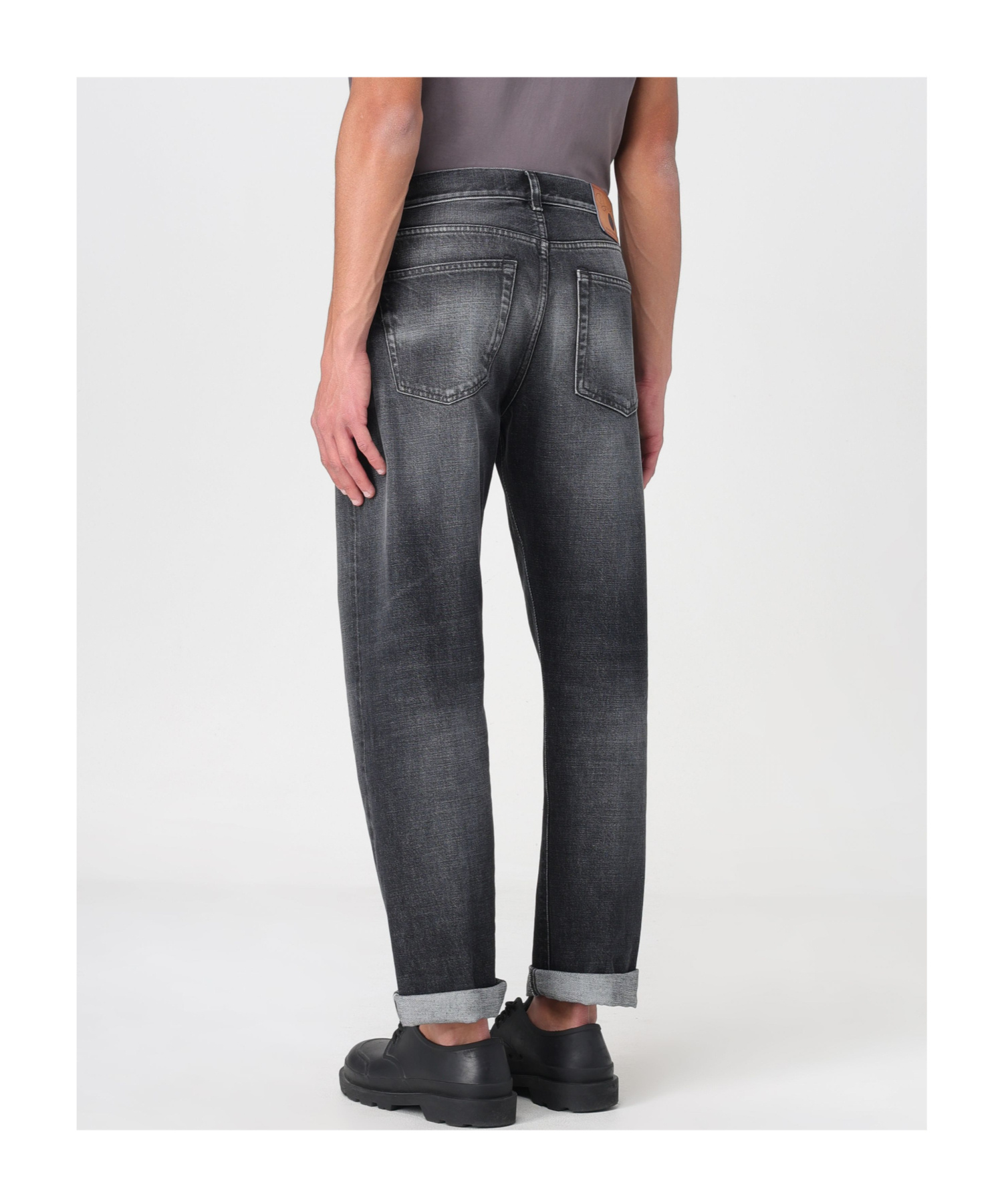 Dondup Logo Patch Denim Trousers In Black