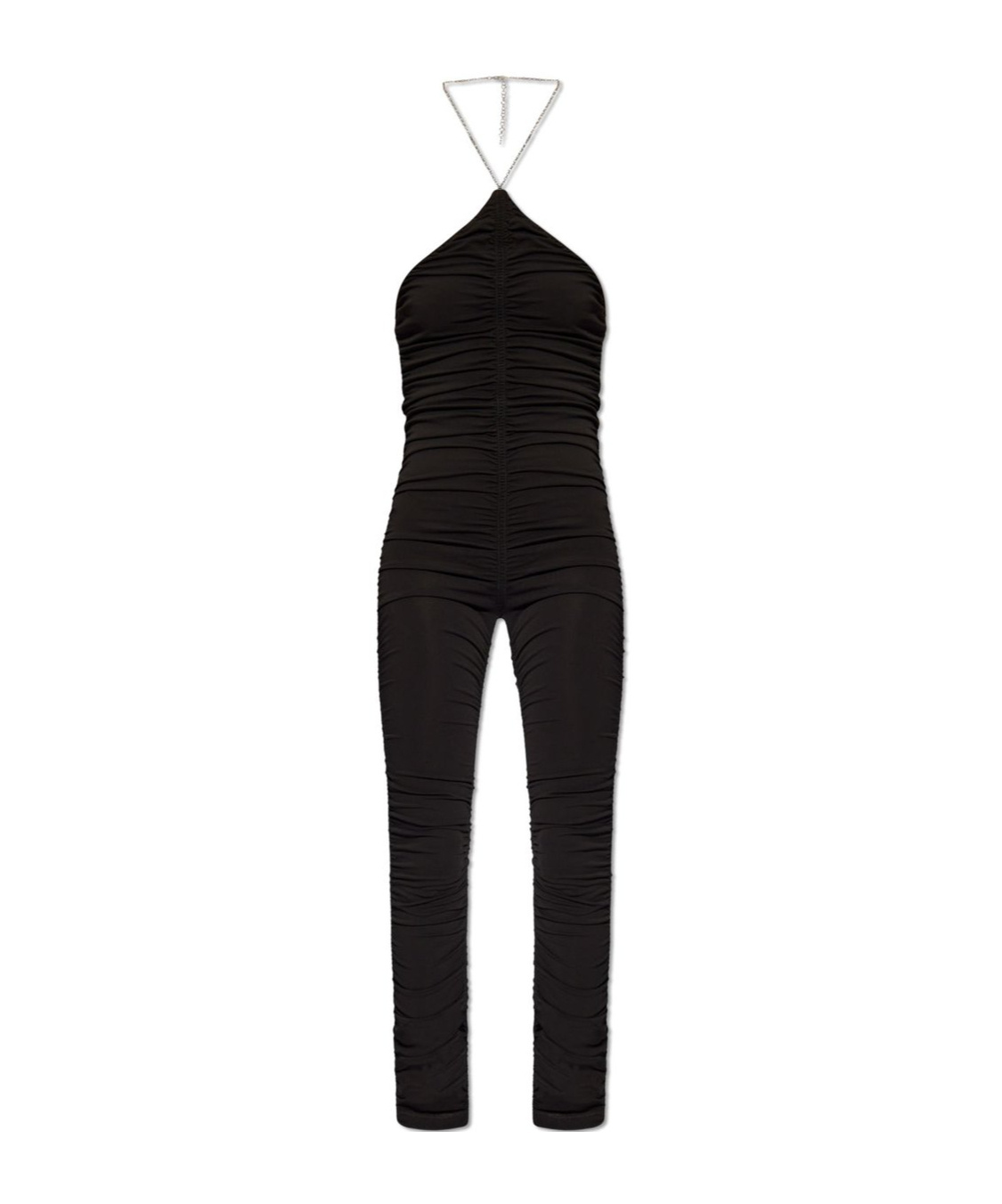 Attico Chain-link Halterneck Jumpsuit In Black