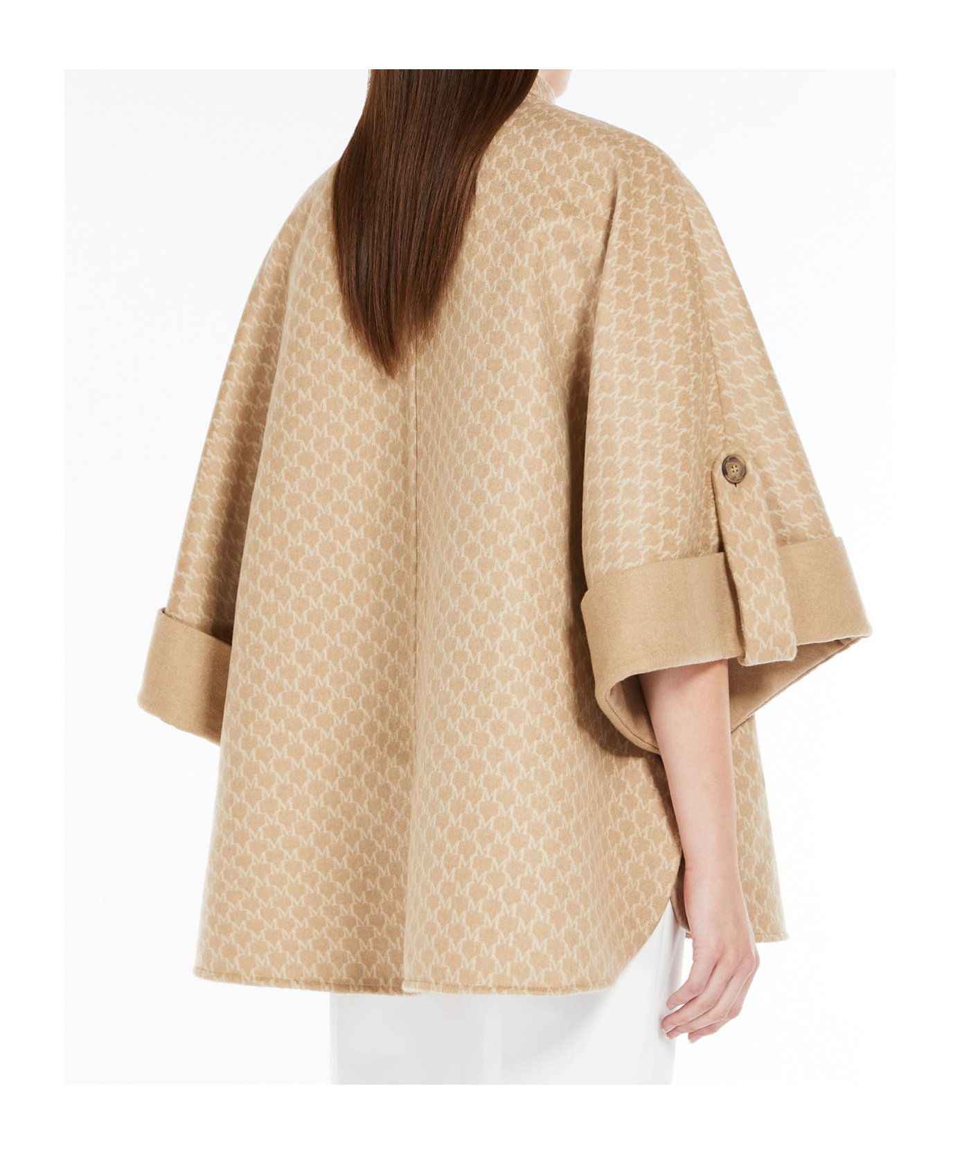 Max Mara Jacquard Wool And Cashmere Cape In Nude