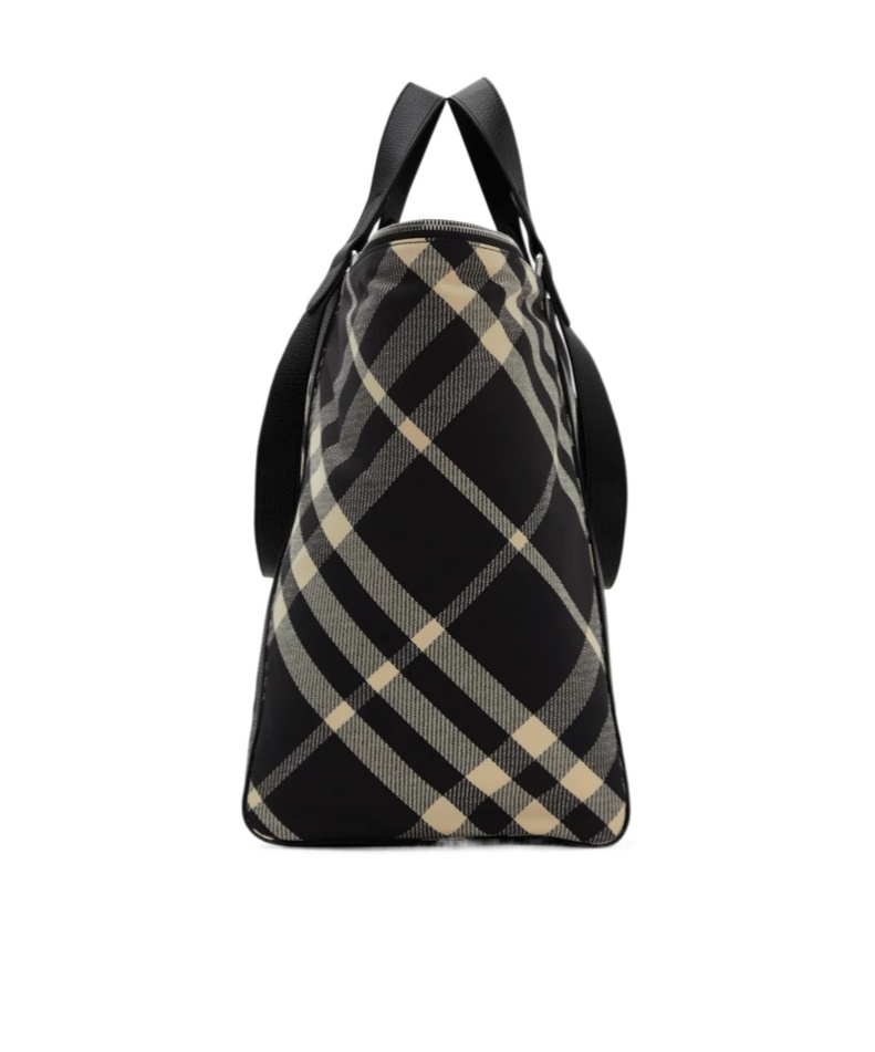 Burberry Checkered Pattern Shoulder Bags With Dual Handles In Black