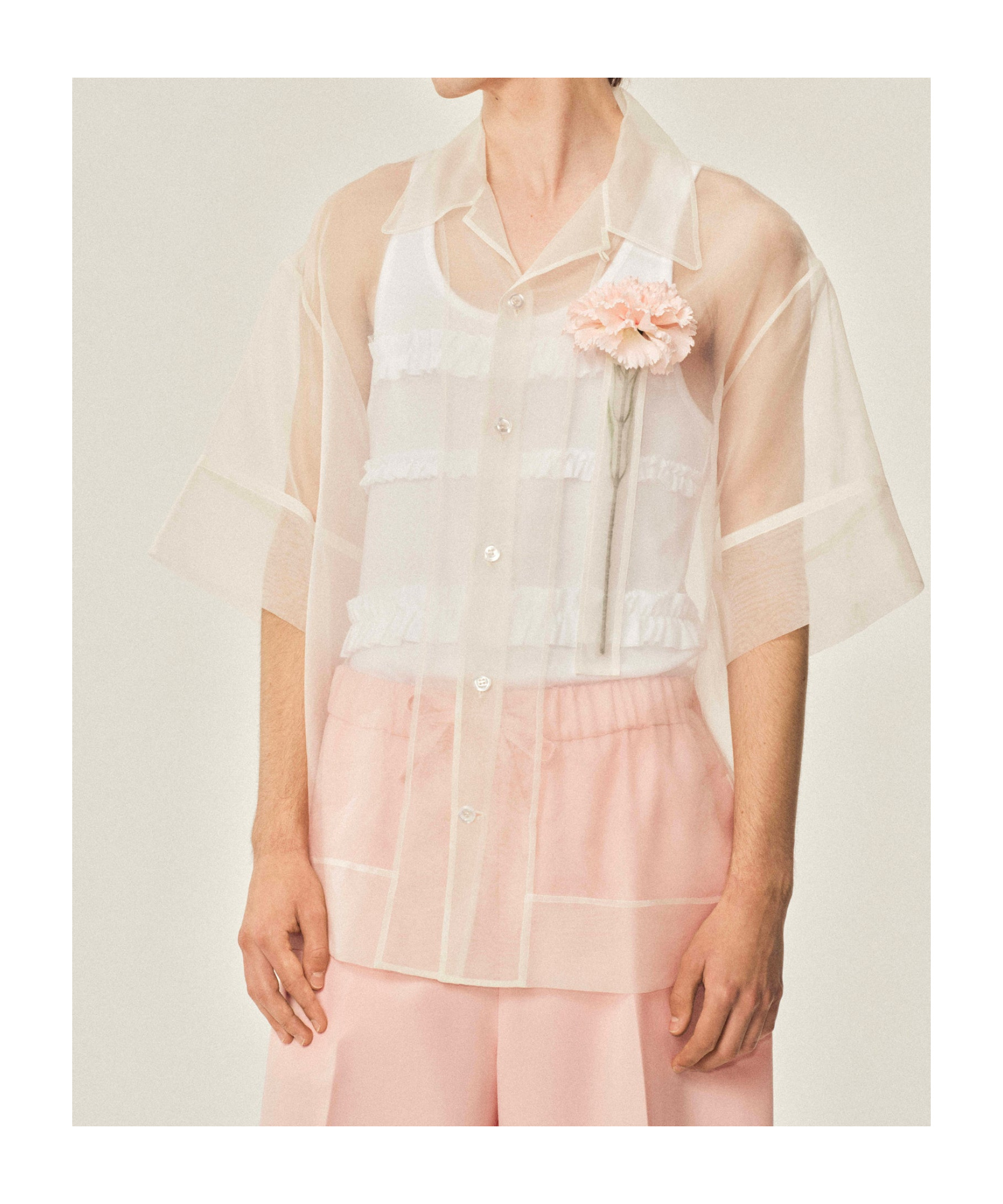 Simone Rocha Carnation Pocket Boxy Shirt In Ivory
