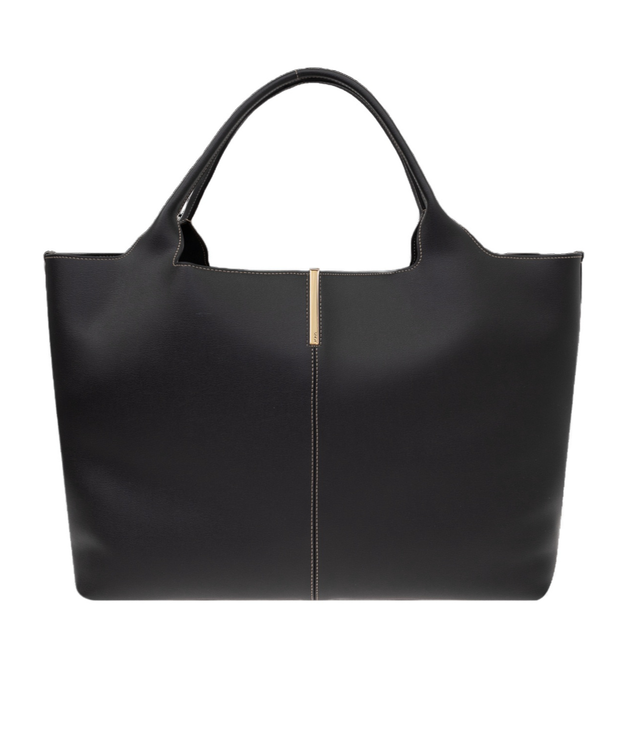 Tod's Black Shopper With Two Top Handles And Metal Bar With Logo In Leather Woman In Black
