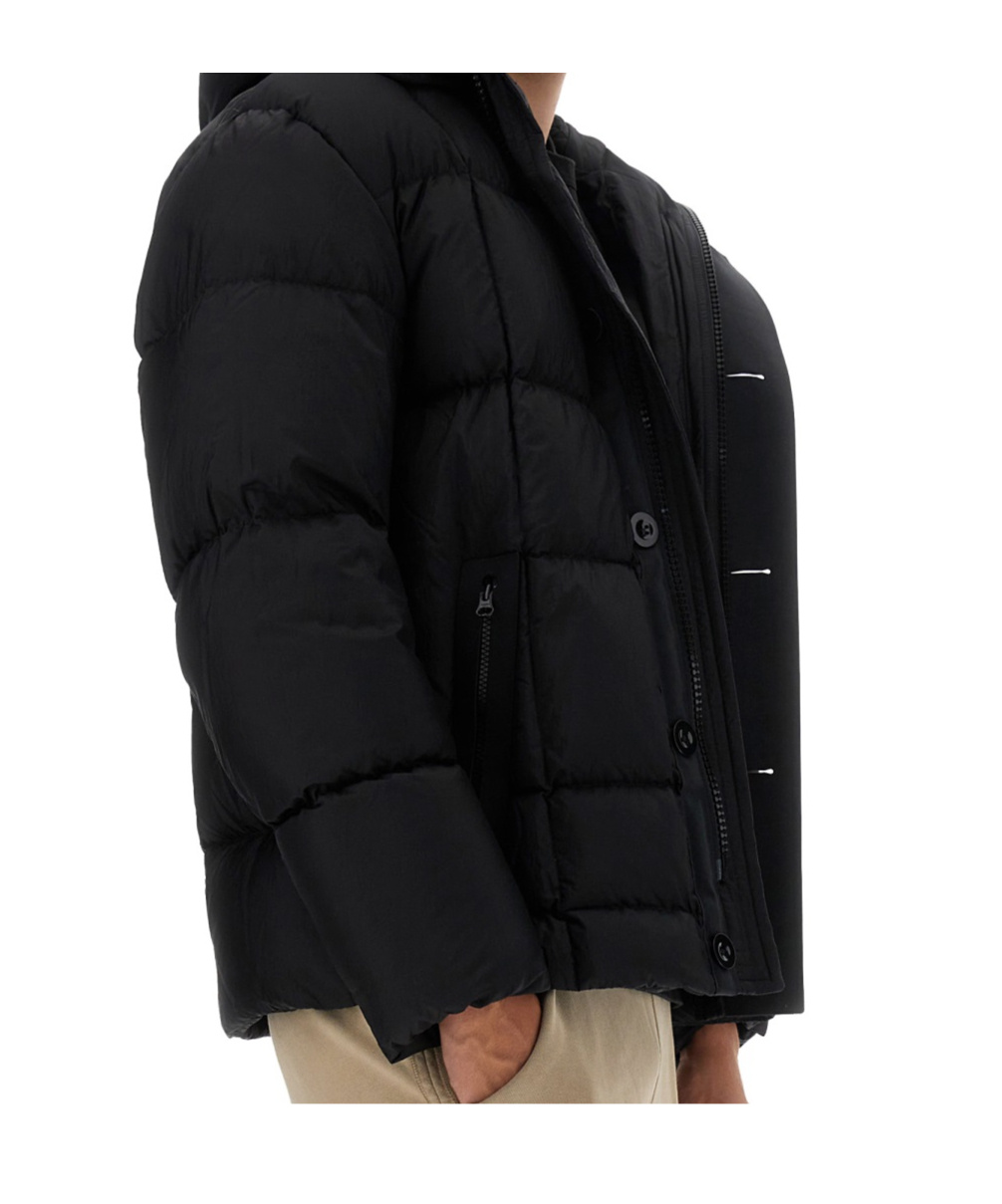 Ten C Hooded Padded Quilted Jacket Pockets In Black