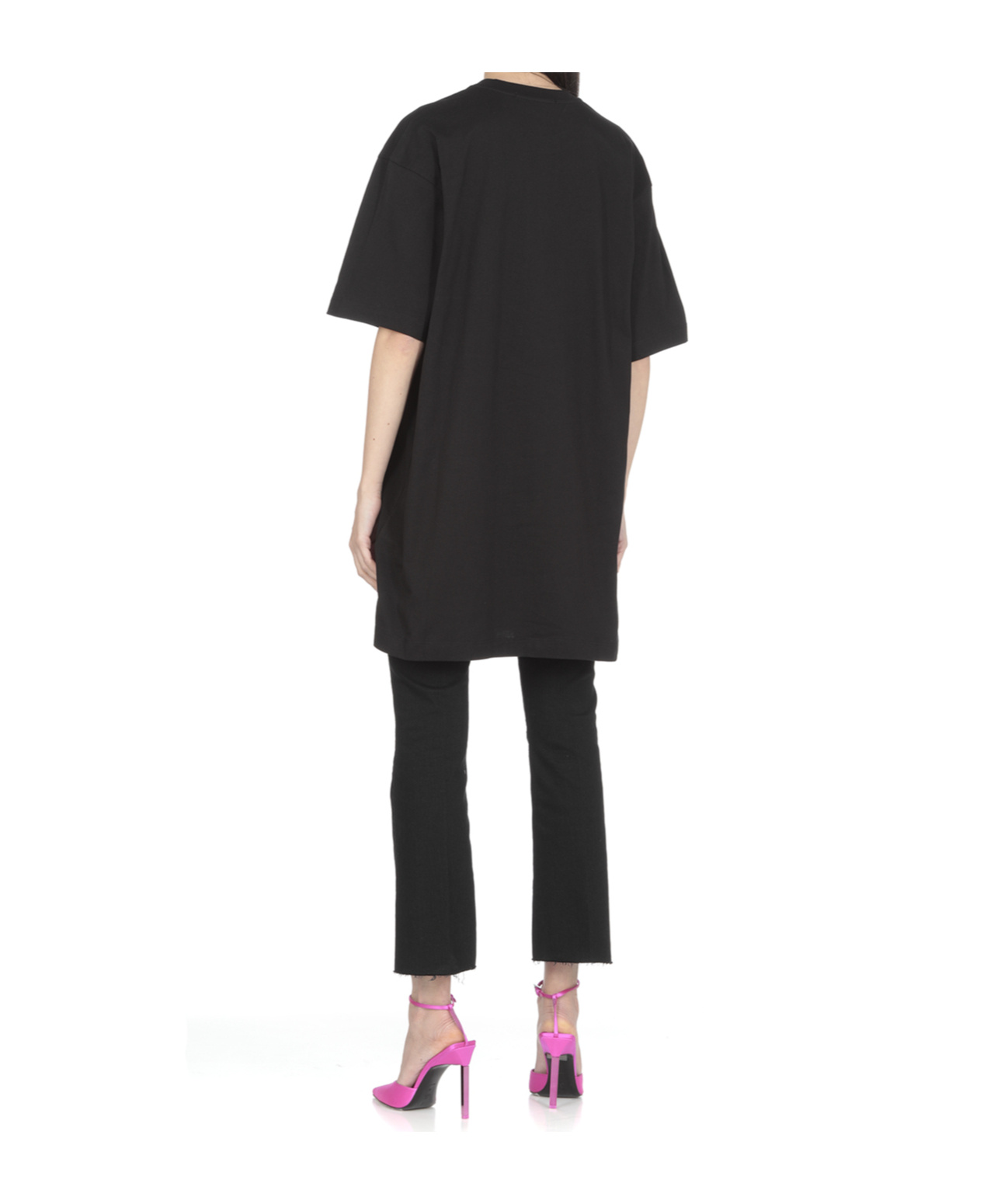 Msgm Logo-print Glitter T-shirt Dress In Black