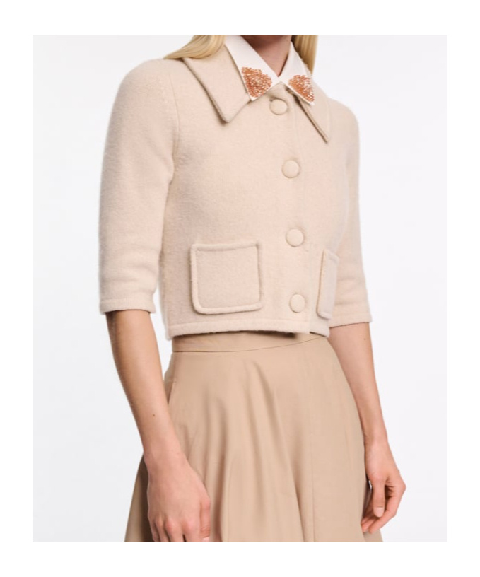 Dorothee Schumacher Cropped Merino-cashmere Knit Jacket In Neutral