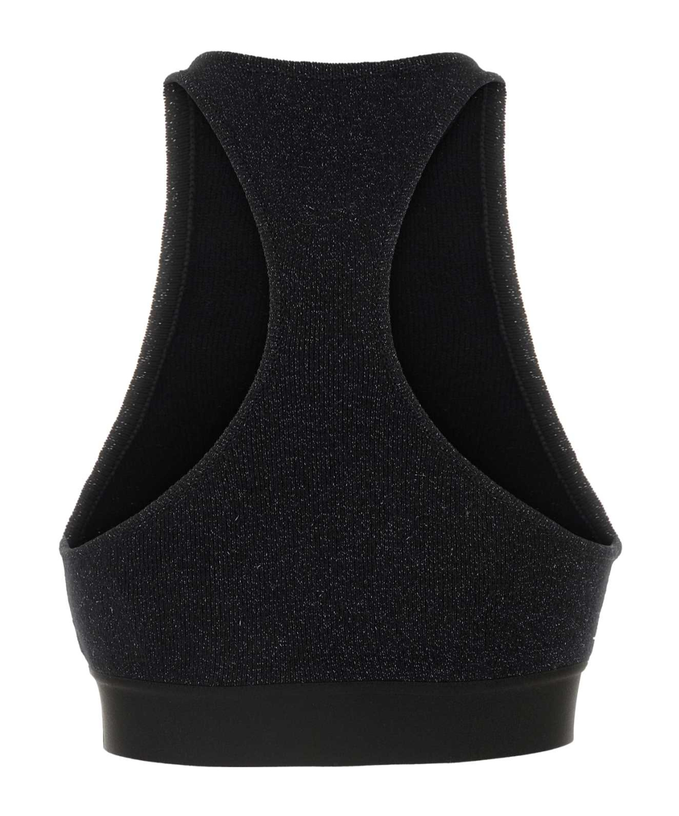Palm Angels Sleeveless Cropped Knitted Top In Black