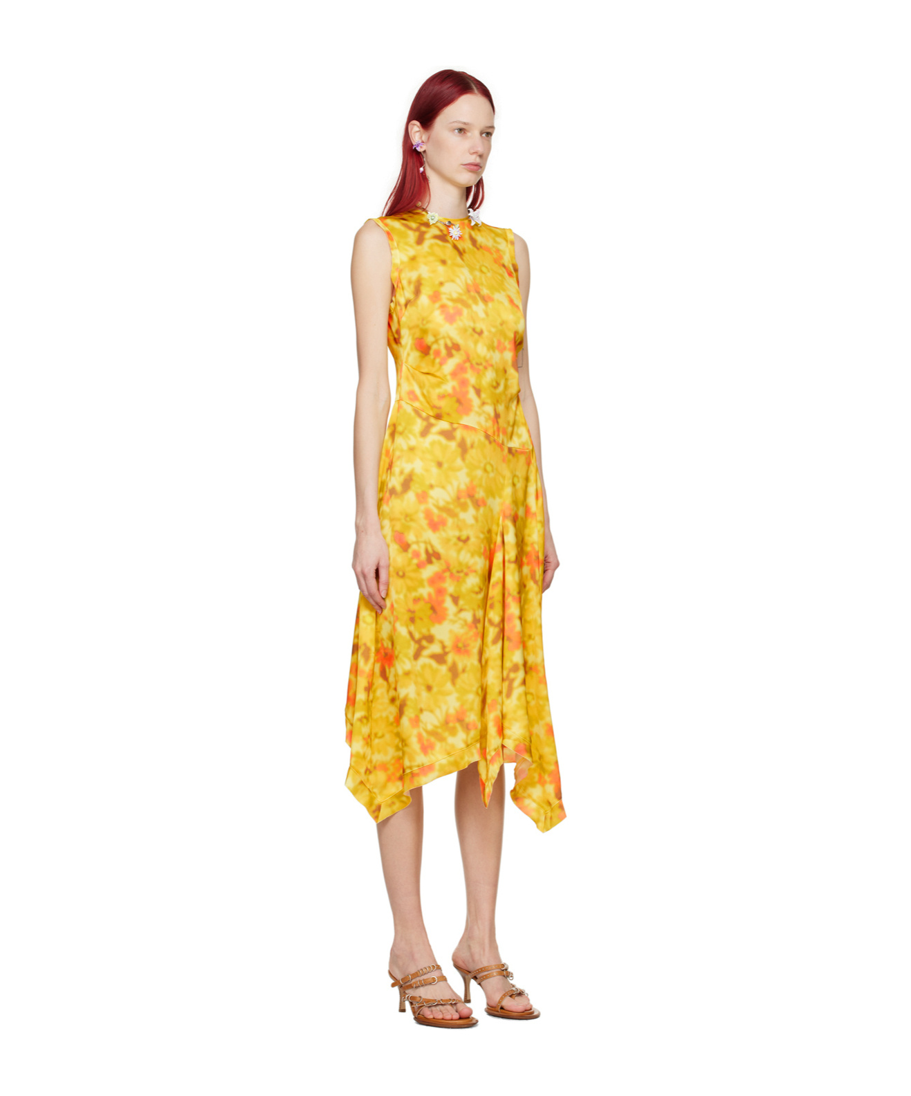 Shop Acne Studios All-over Floral Printed Dress In Yellow