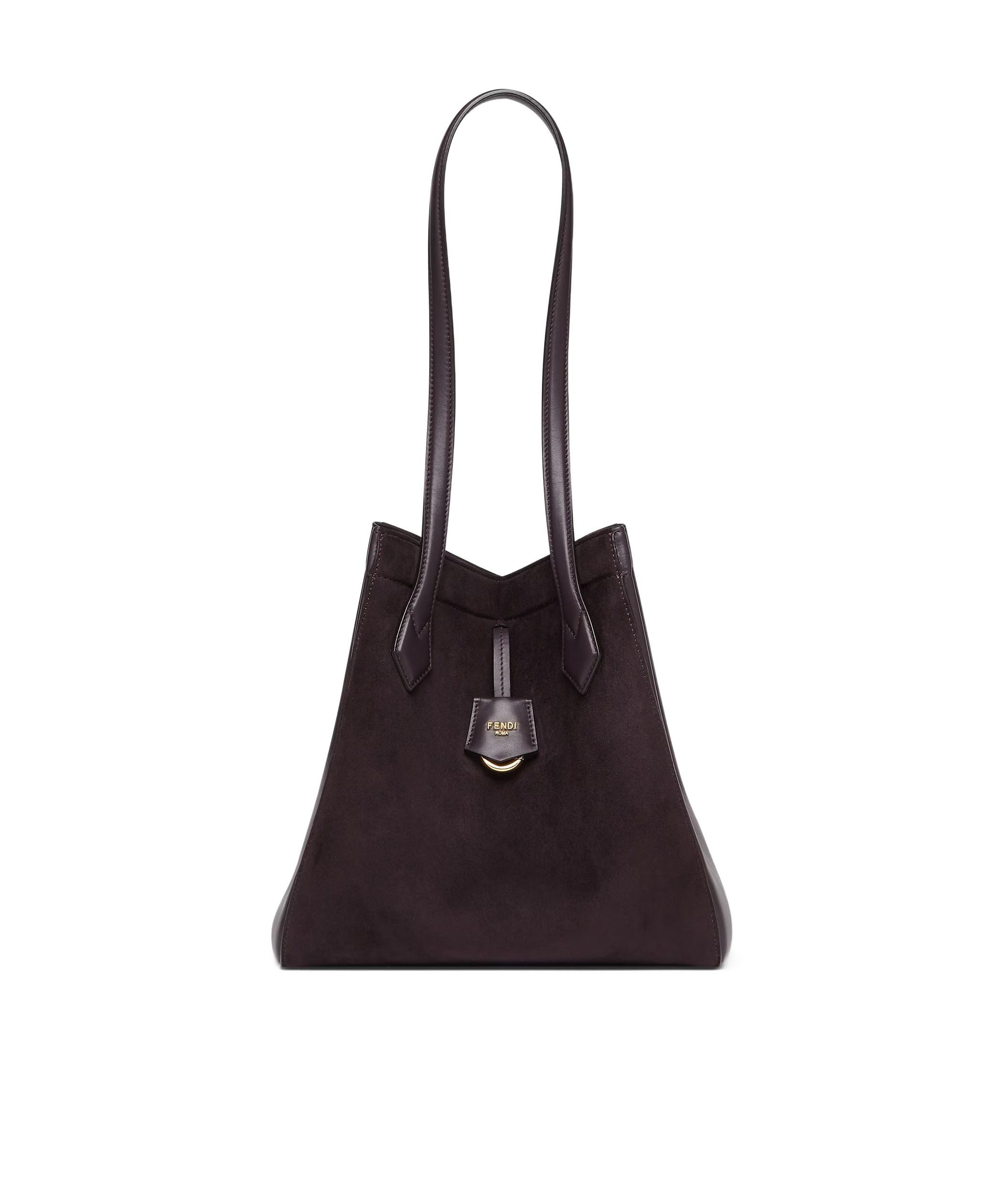 Shop Fendi Trasformable Dark Purple Suede And Leather Bag In Black