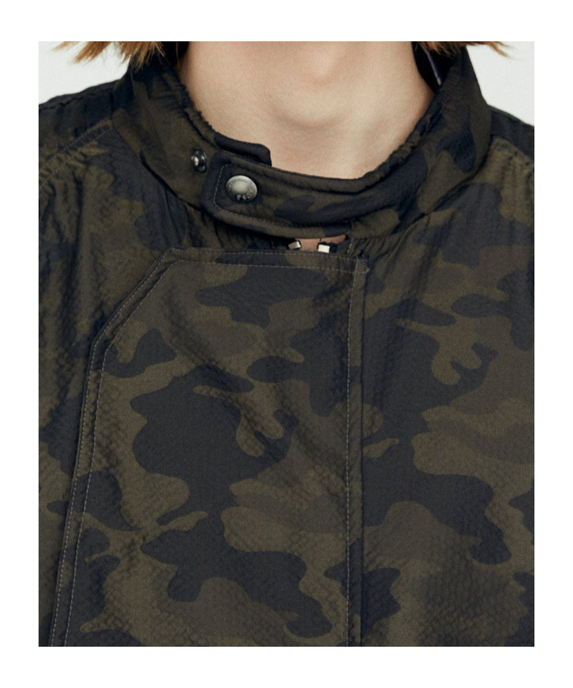 Andersson Bell Green Camouflage Lace-up Padded Jacket In Black