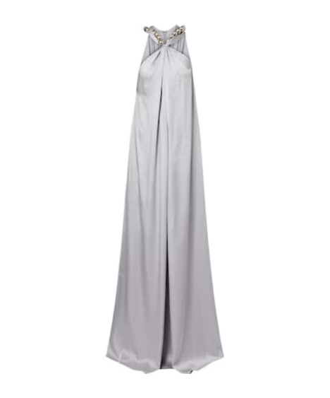 Stella Mccartney Embellished Satin Gown In Gray