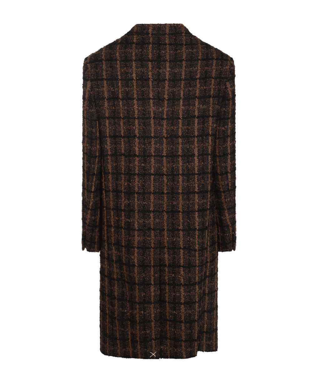 Versace Checked Midi Coat In Black