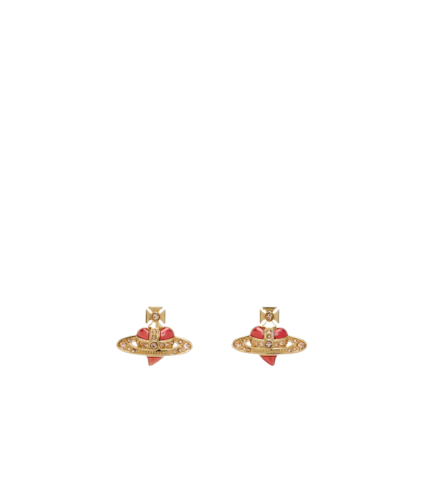 Vivienne Westwood New Diamante Heart Earrings In Gold/light Pe