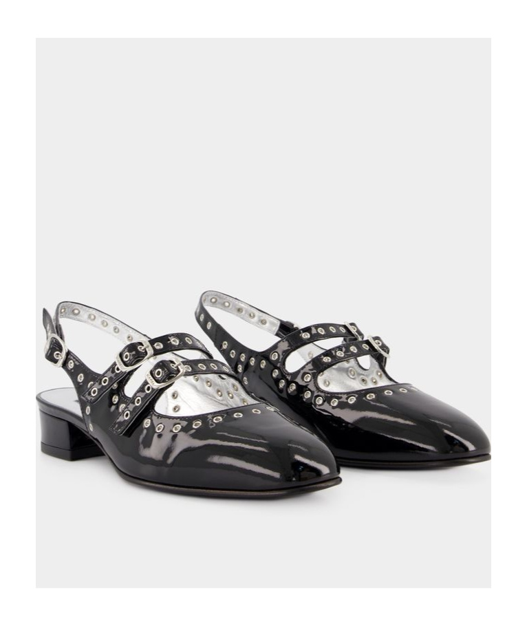 Shop Carel Paris Square-headed Flat Sandals In Black